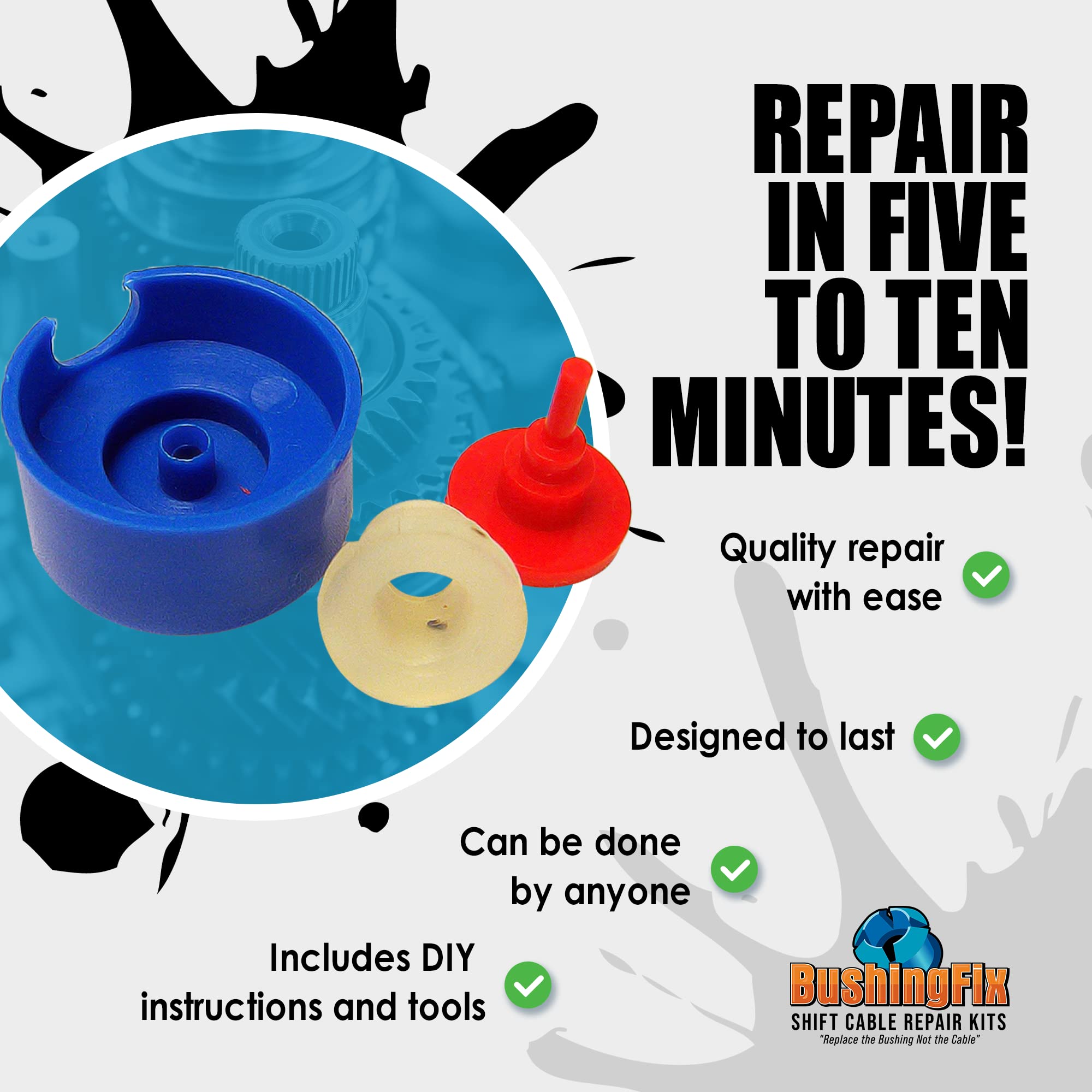 BushingFix UP1Kit Transmission Shift Cable Bushing Repair Kit, Shifter Cable Kit Fits Ford, Chevy, Buick, and More, Automatic Tr