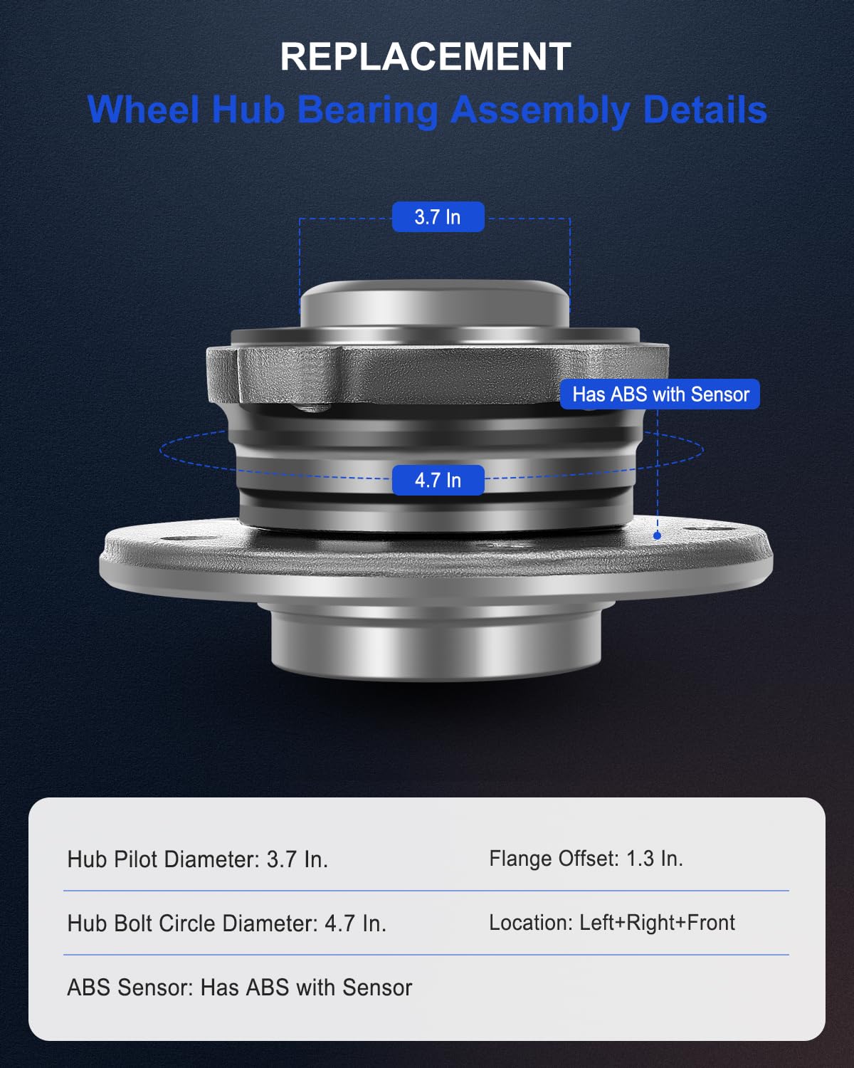 ECCPP Front Wheel Hub Bearing Assembly 5 Lugs w/ABS for 2006-2009 BMW Compatible with 513254