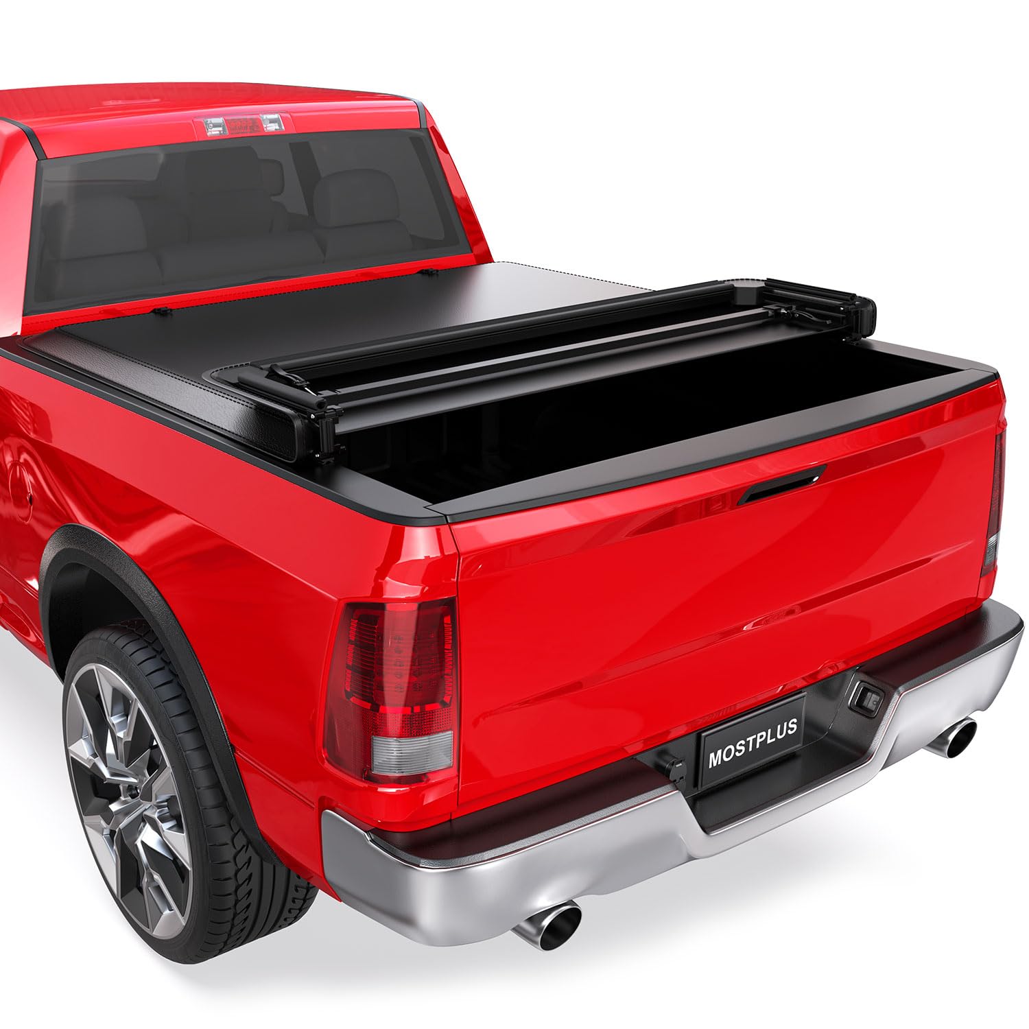 Mostplus Soft Quad Fold Truck Bed Tonneau Cover Compatible For 2002-2025 Dodge Ram 1500 Inclu. Classic & New Body/2003-2024 Ram