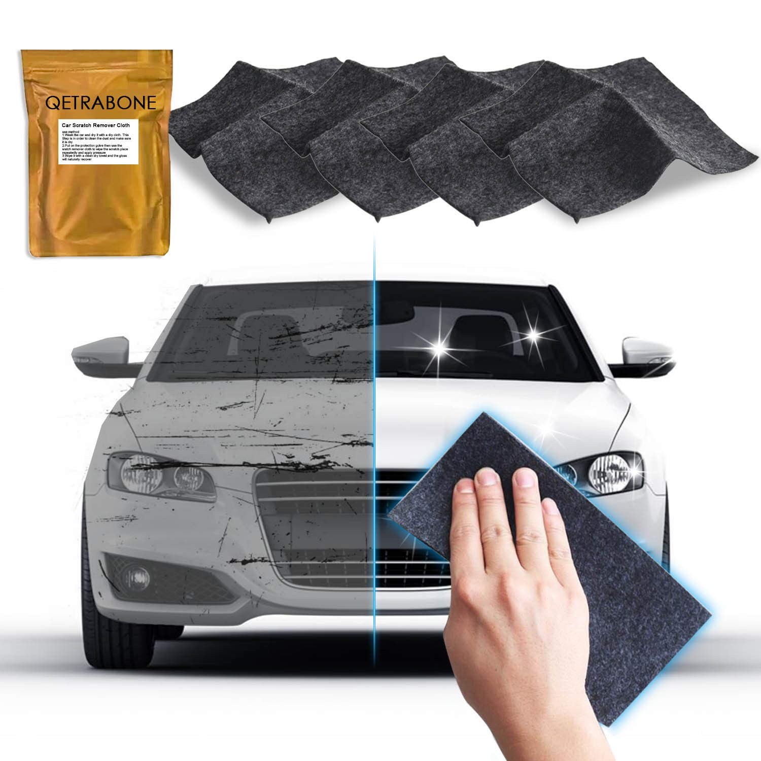 4 Pack - Upgraded Nano Magic Car Scratch Remover Cloth, Multipurpose Scratch Repair Cloth, Nanomagic Cloth For Car Paint Scratch