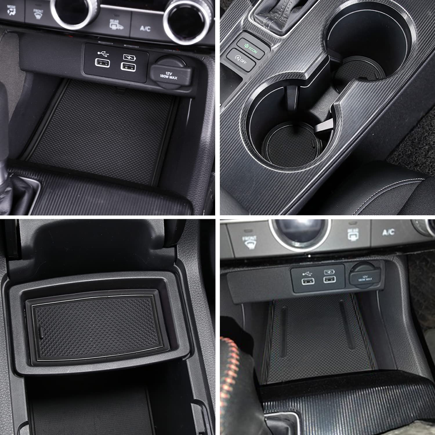 Locoy Center Console Liner For Honda Civic Accessories 11Th Gen Sedan 2022 2023 2024 2025 Cup Holder Mat, Coaster Trim, Door Slo