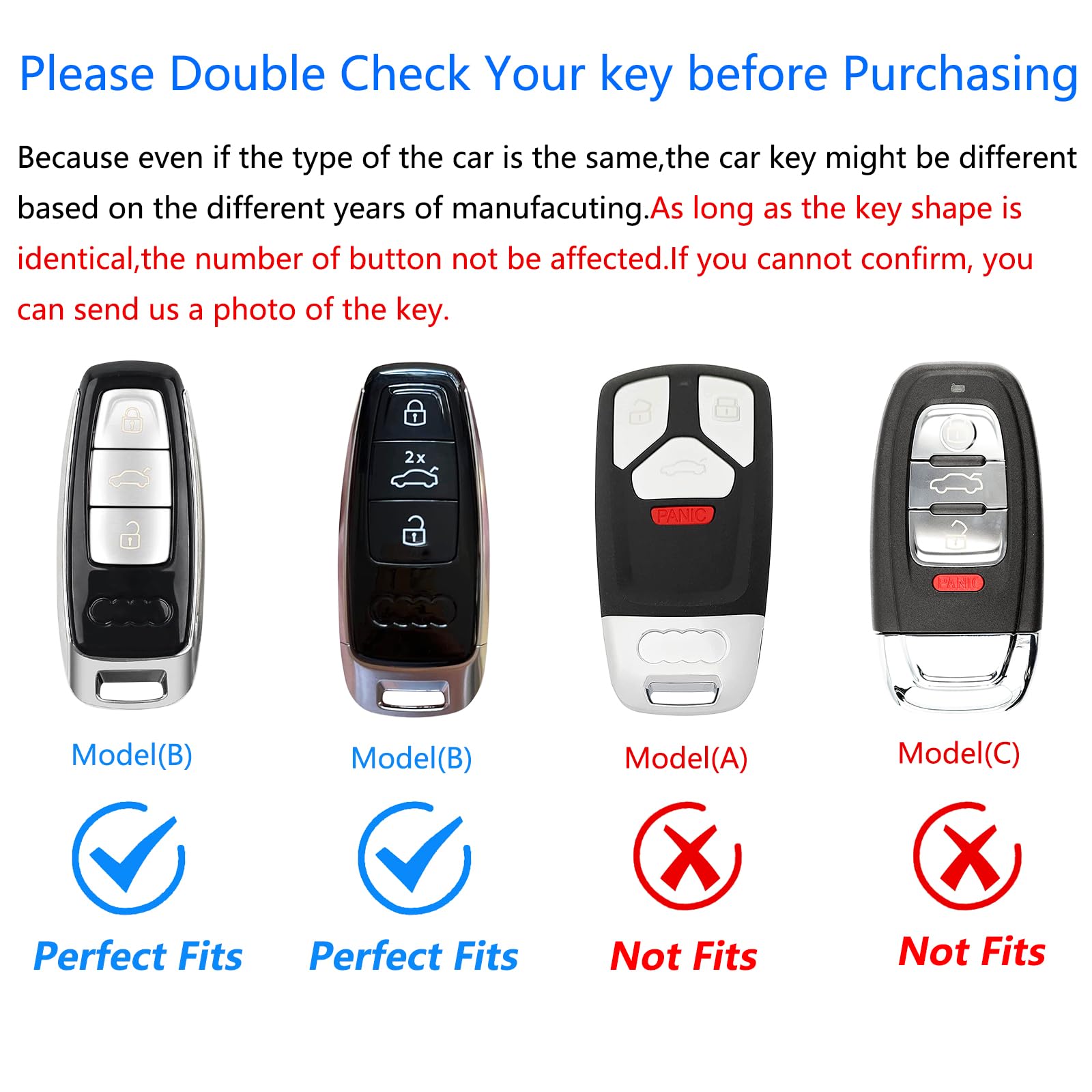 Ocezbiis For Audi Key Fob Cover,Keychain,Zinc Alloy Protection Car Key Case Compatible With 2019-2023 A3 A6 A6L A7 E-Tron A8 Q8