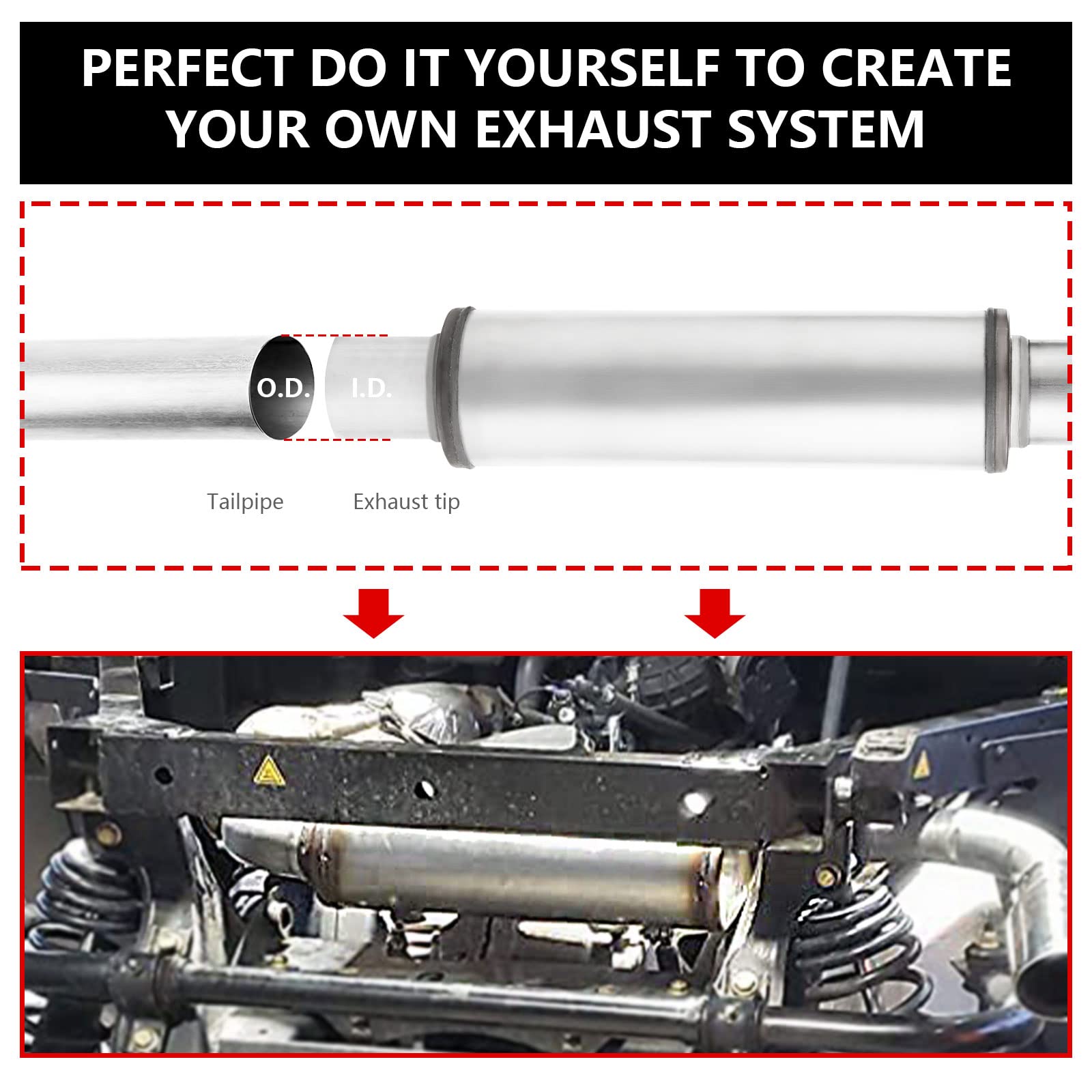 2.25'' Inlet/Outlet Exhaust Muffler,2.25'' Exhaust Muffler Universal Resonator Stainless Steel Straight Through Design Exhaust T