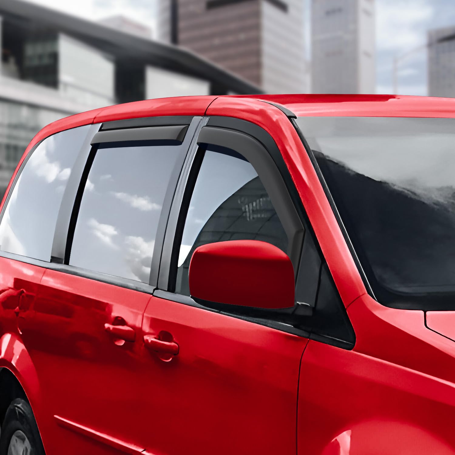 Voron Glass In-Channel Extra Durable Rain Guards For Dodge Grand Caravan 2008-2020, Window Deflectors, Vent Window Visors, 4 Pie