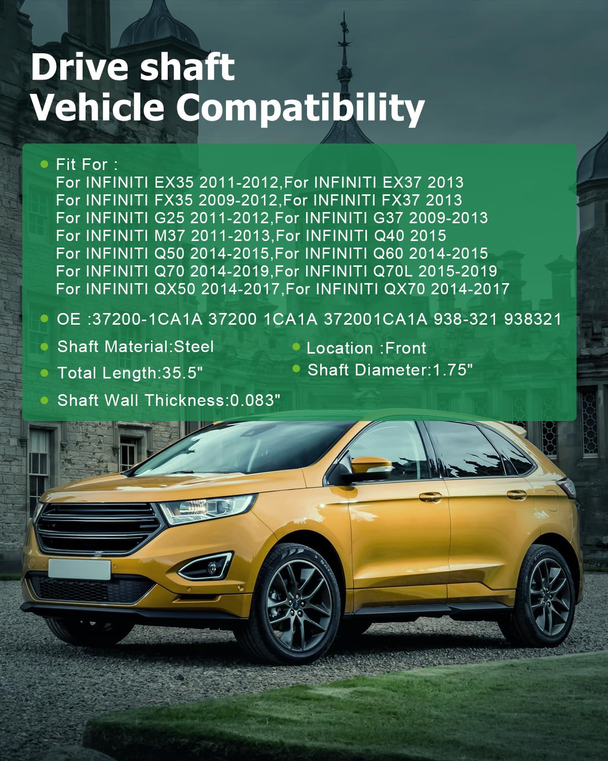 Scitoo?35.5''?Steel Front Driveshaft Assembly Drive Shaft Prop Shaft For Infiniti Ex35 Ex37 Fx35 Fx37 G25 G37 M37 Q40 Q50 Q60 Q7