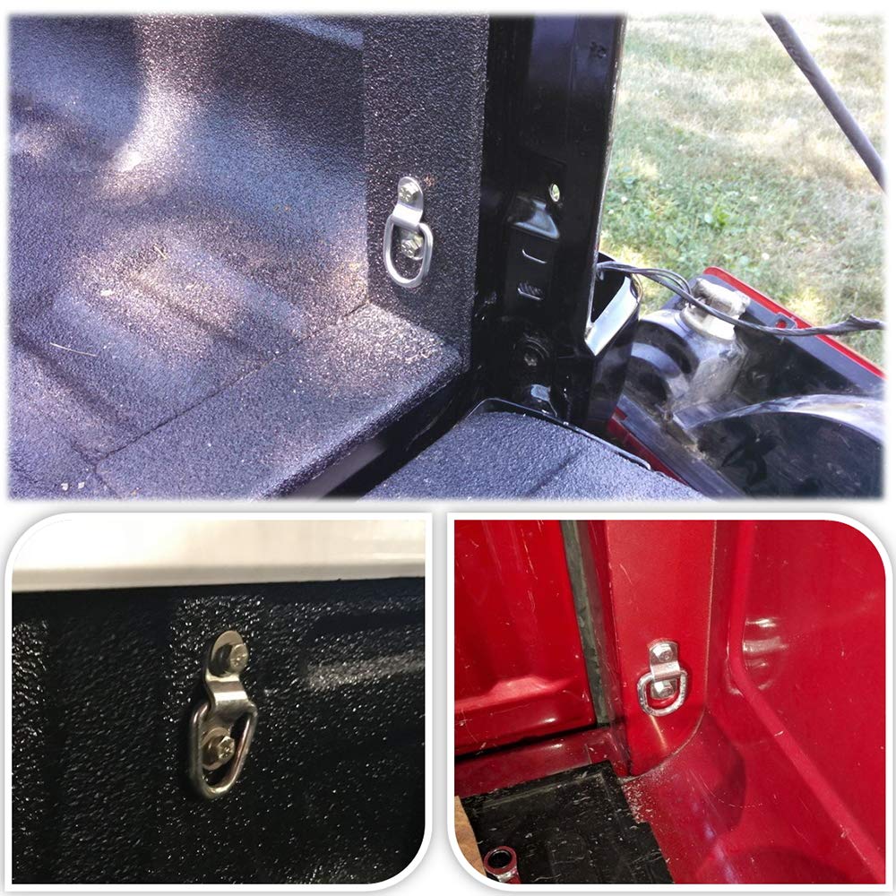 D Rings Tie Down Anchors Hooks For Trailer Truck Bed Bracket Enclosed Points Pickup Camper Surface Mount D-Ring 1/4 Heavy Duty 6 Pack W/ 7200 Pound Capacity