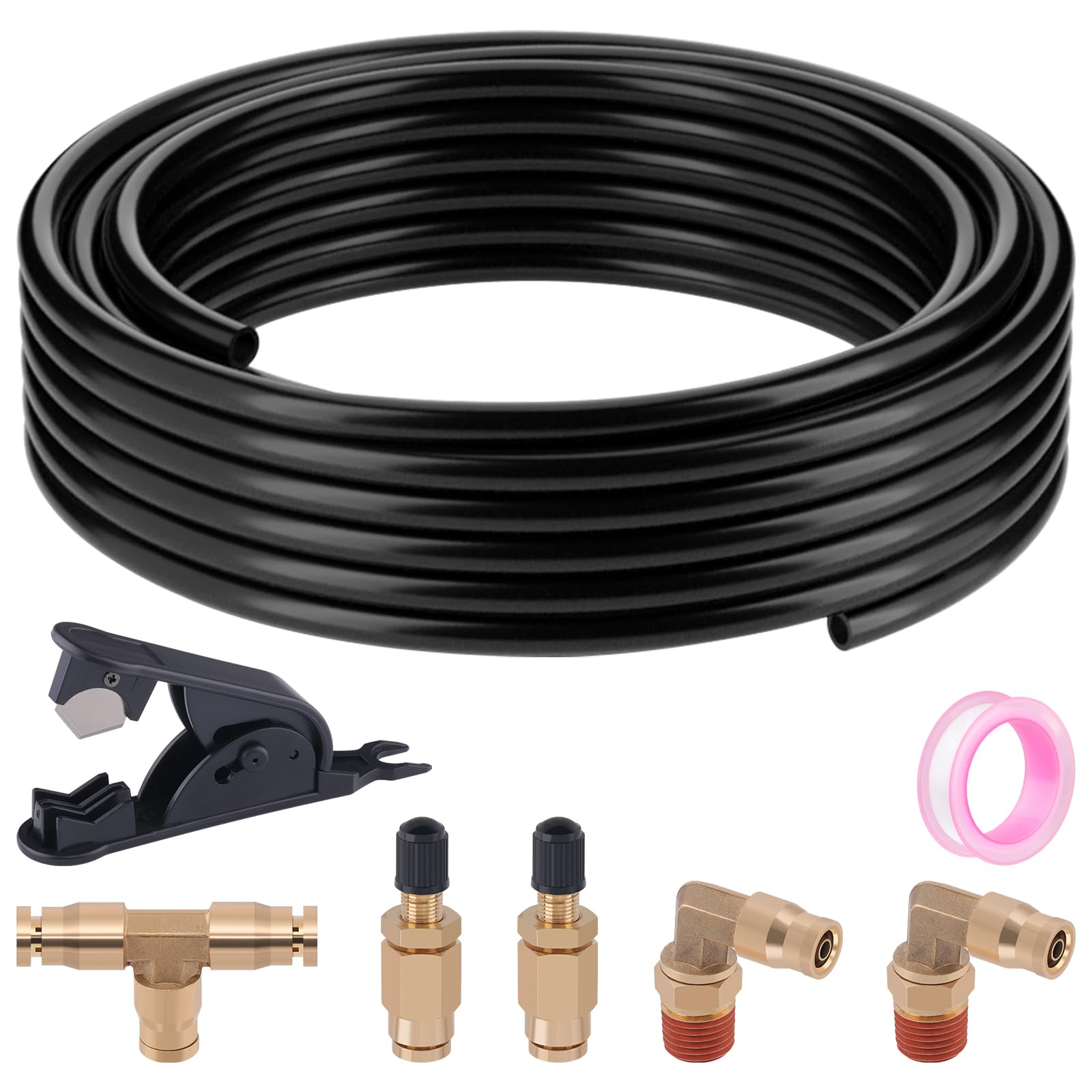 Taiidaues Air Line Service Kit for Air Bags Suspension Kit with Fittings, 1/4 NPT Push To Connect Fittings, 30 FT 1/4''OD PA Hos