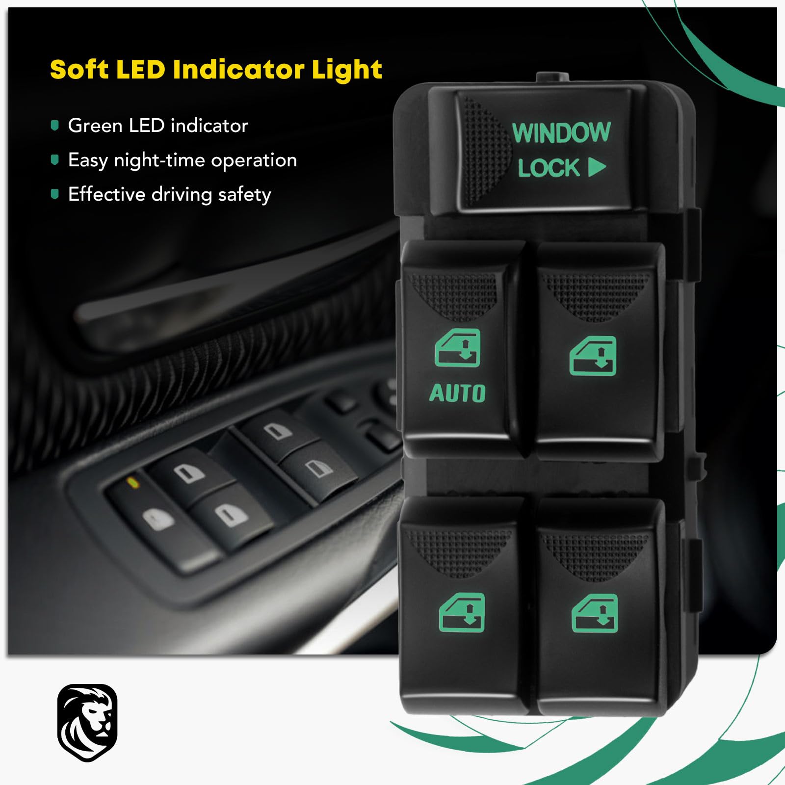 Yhtauto Master Power Window Switch Driver Side Replacement For 2000-2005 Chevrolet Impala, 2002-2003 Buick Rendezvous, 4+8 Pins, One Auto Up And Down Window Control Switch