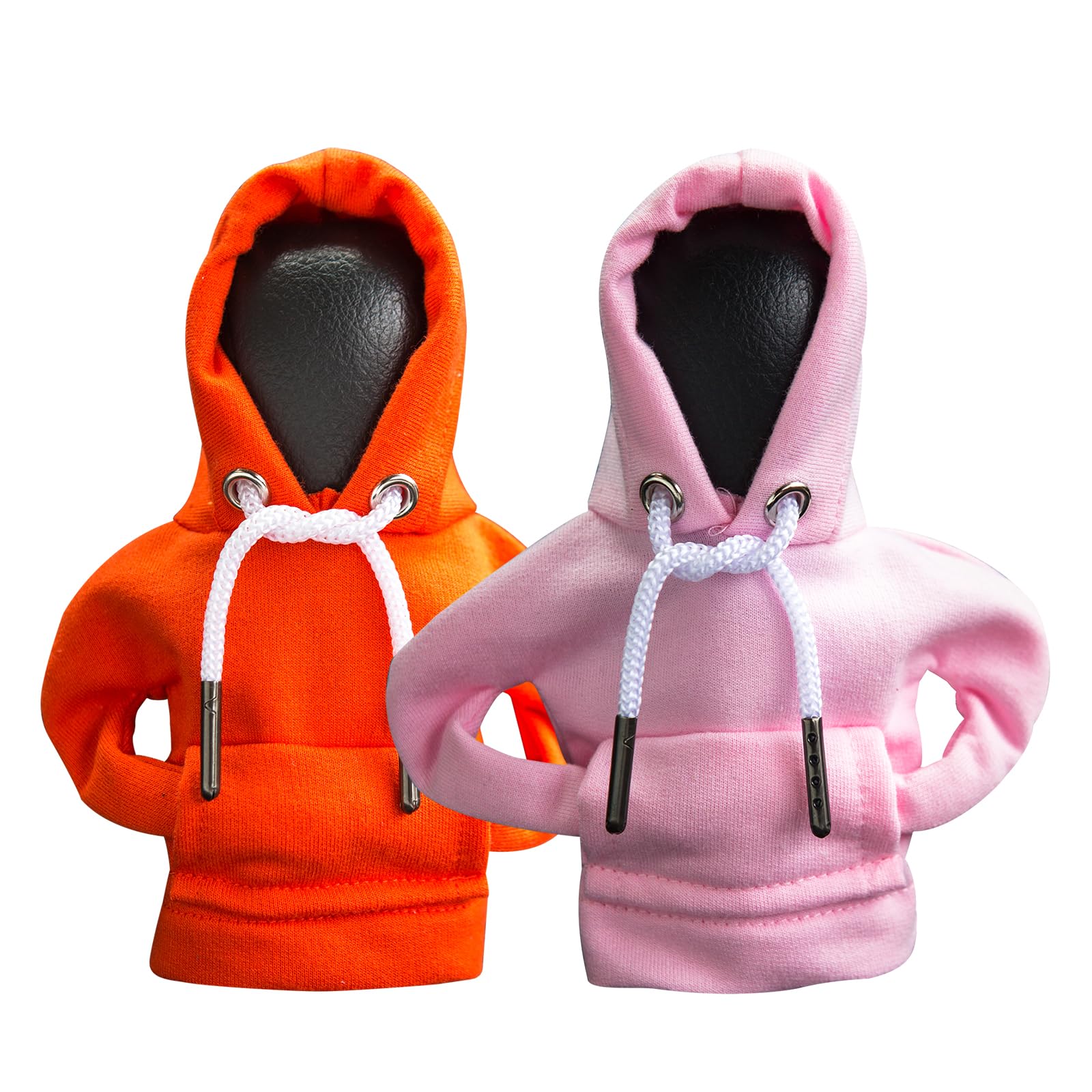2Pcs Car Shift Knob Hoodie,Gear Shift Hoodie,Funny Sweater Hoodie For Gearshift,Automotive Interior Accessories(Orange And Pink)