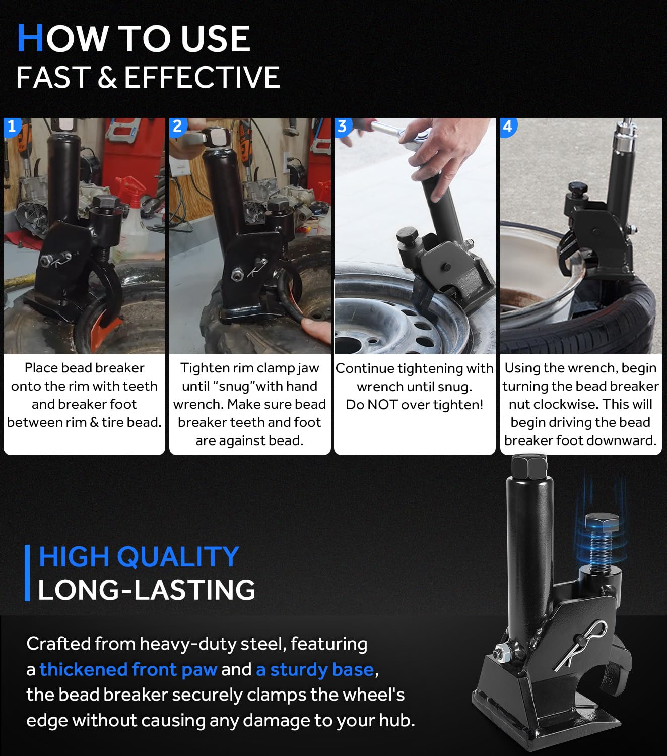 Manual Tire Bead Breaker, 38-42 Tires Changer Tool, Adjustable Hammer Tire Repair Tool, Heavy-Duty Bead Breaking Fits for AT