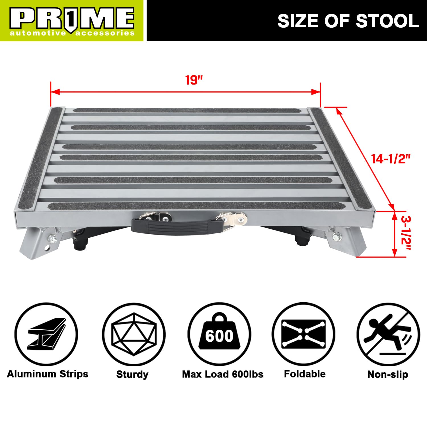 Prime 1 Safety RV Steps Extra Large Platform 19in x 14.5in Extra Size RV Folding Step Stool and Ladder, 600lbs, Height Adjustabl