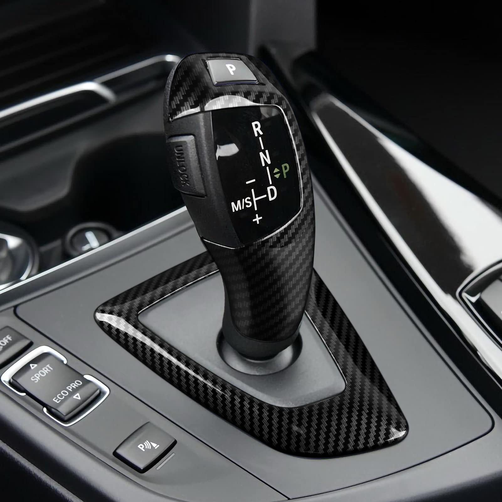 Hengyueshang Car Sticker Decal Gear Shift Knob Cover Carbon Color Abs Trim Fits For Bmw F20 F21 F22 F23 F30 F31 F32 F33 F34 F35 F36 F07 F10 F12 F13 F15 F16 F25 F26 Accessories (Style A)
