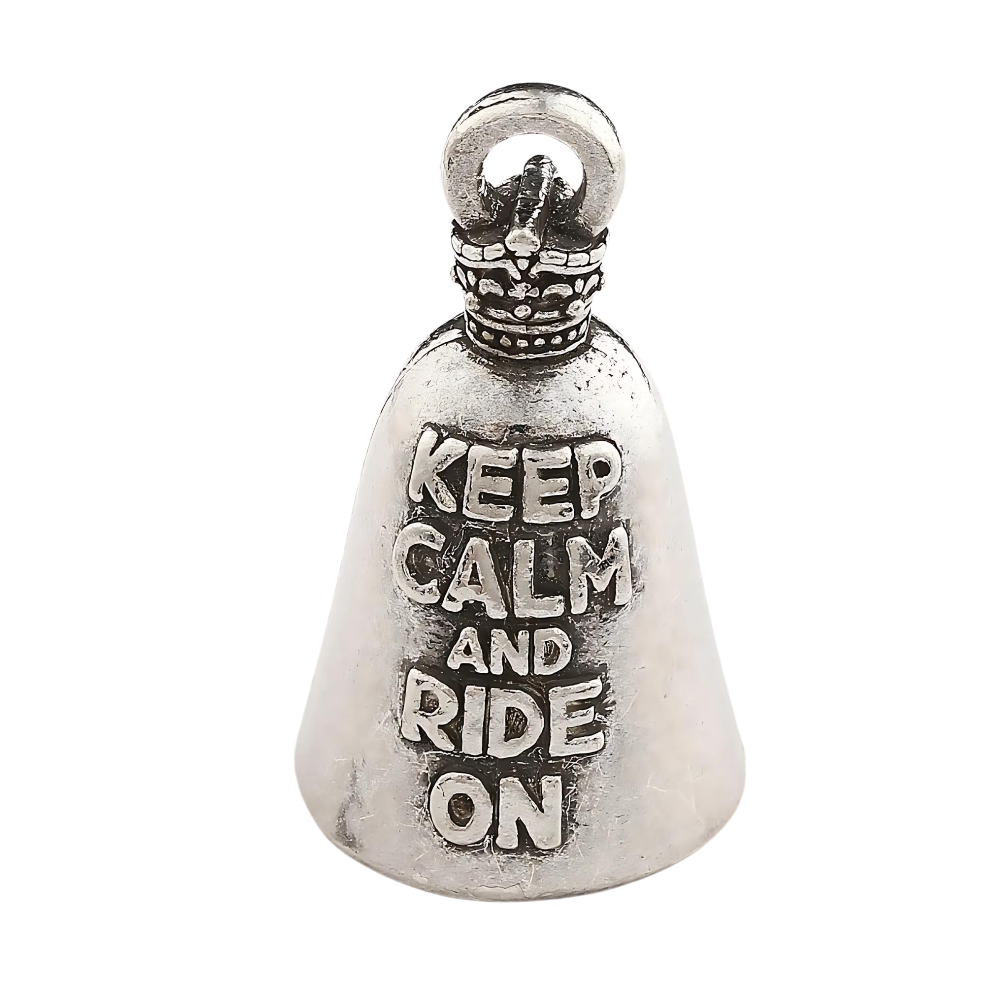 Guardian Bell Keep Calm Ride On Good Luck Bell W/Keyring & Black Velvet Gift Bag | Motorcycle Bell | Lead-Free Pewter | Good Luc