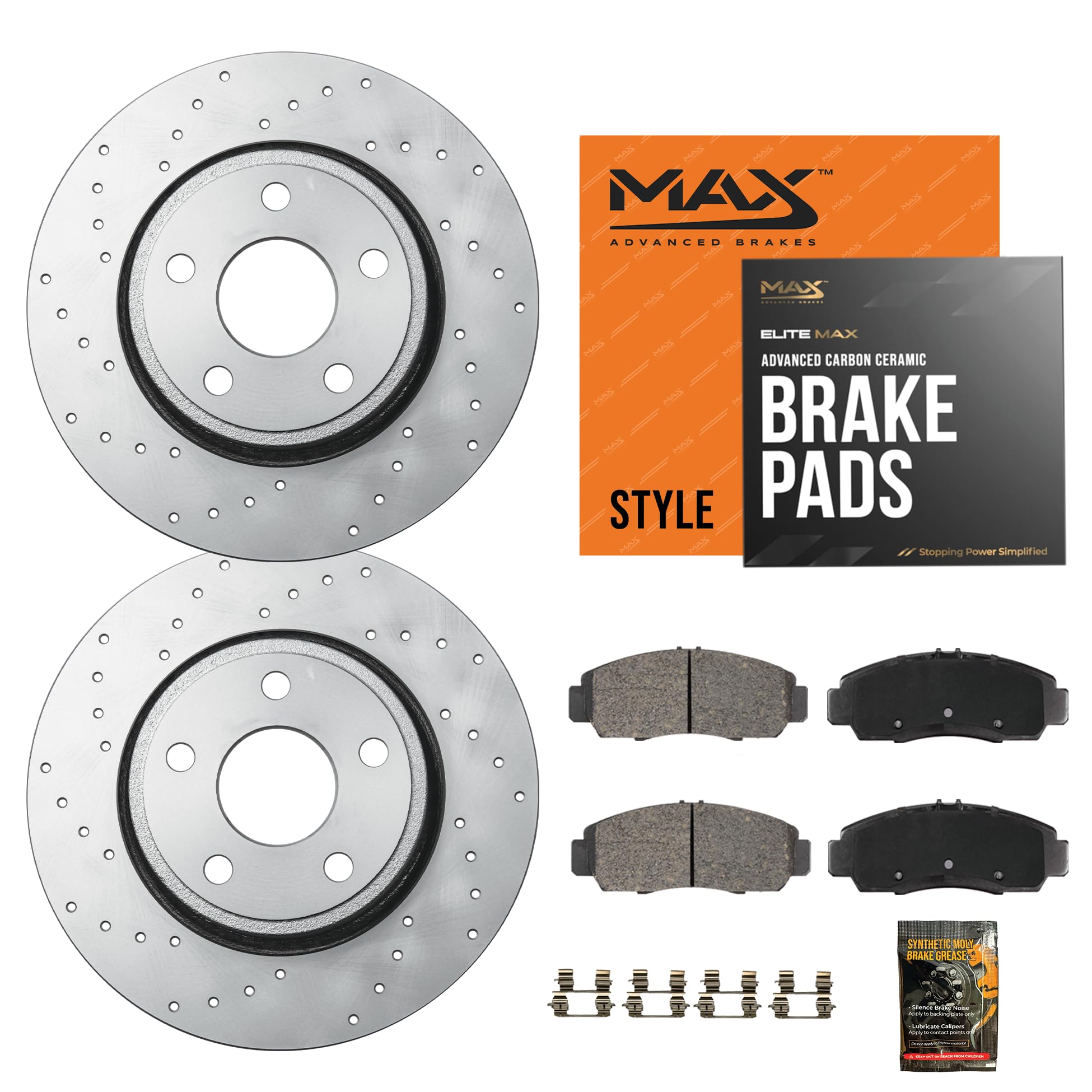 MAX Advanced Brakes - Front Brake Kit For 2018-2022 Chevrolet Trax, Buick Encore| Carbon Ceramic Brake and Rotor Kit| Daily Perf