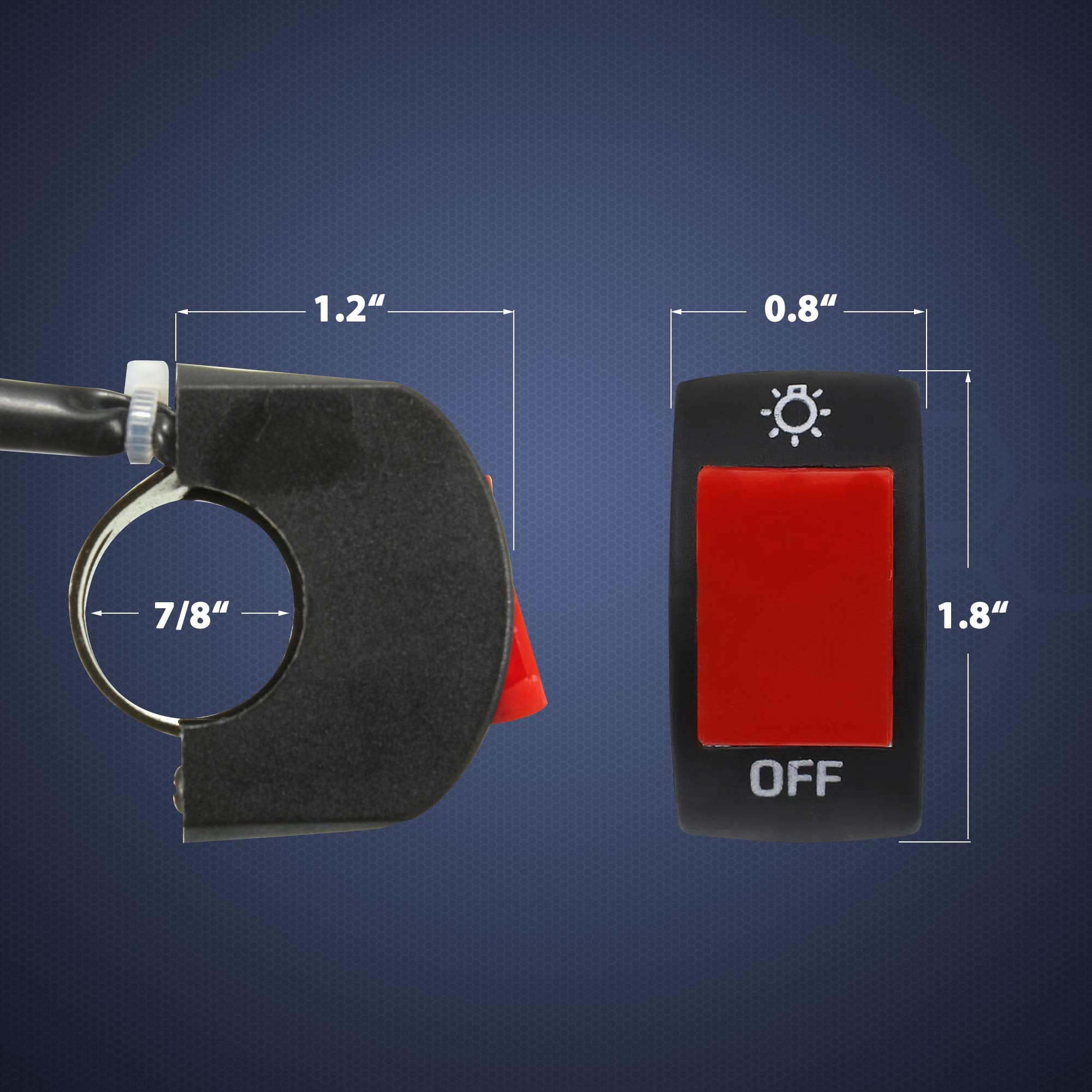 1 Piece Motorcycle Handlebar Switch Handlebar Toggle Switch With On Off Push Button For U5 U7 U2 Motorcycles Scooter Electrombile Motorbike-7/8Inch 22Mm(Red)