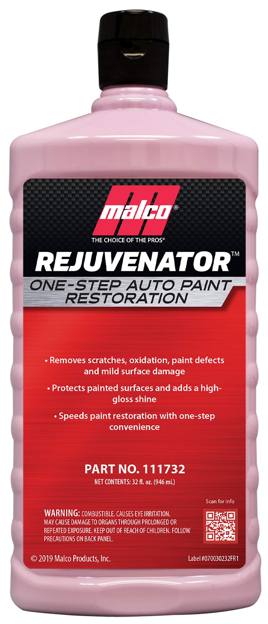 Malco Paint Rejuvenator - One Step Automotive Paint Restoration/Clear Coat Scratch And Swirl Remover/Re-Shine Old, Aged Paint To Look New / 32 Fl Oz (111732)