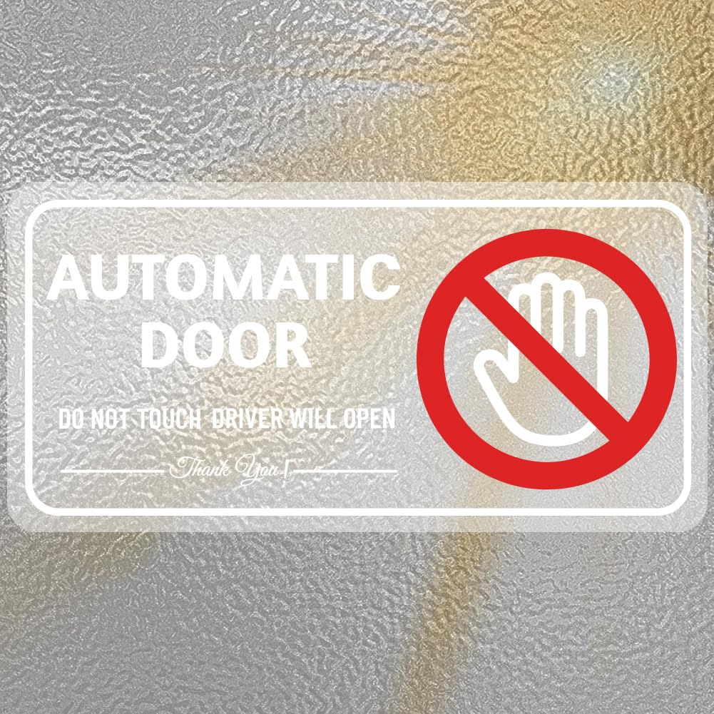 PRESSINART 10Pcs Automatic Door Sticker 4 x 2 Inch Car Warning Decal Do Not Touch Driver Will Open Removable Vehicle Security Si