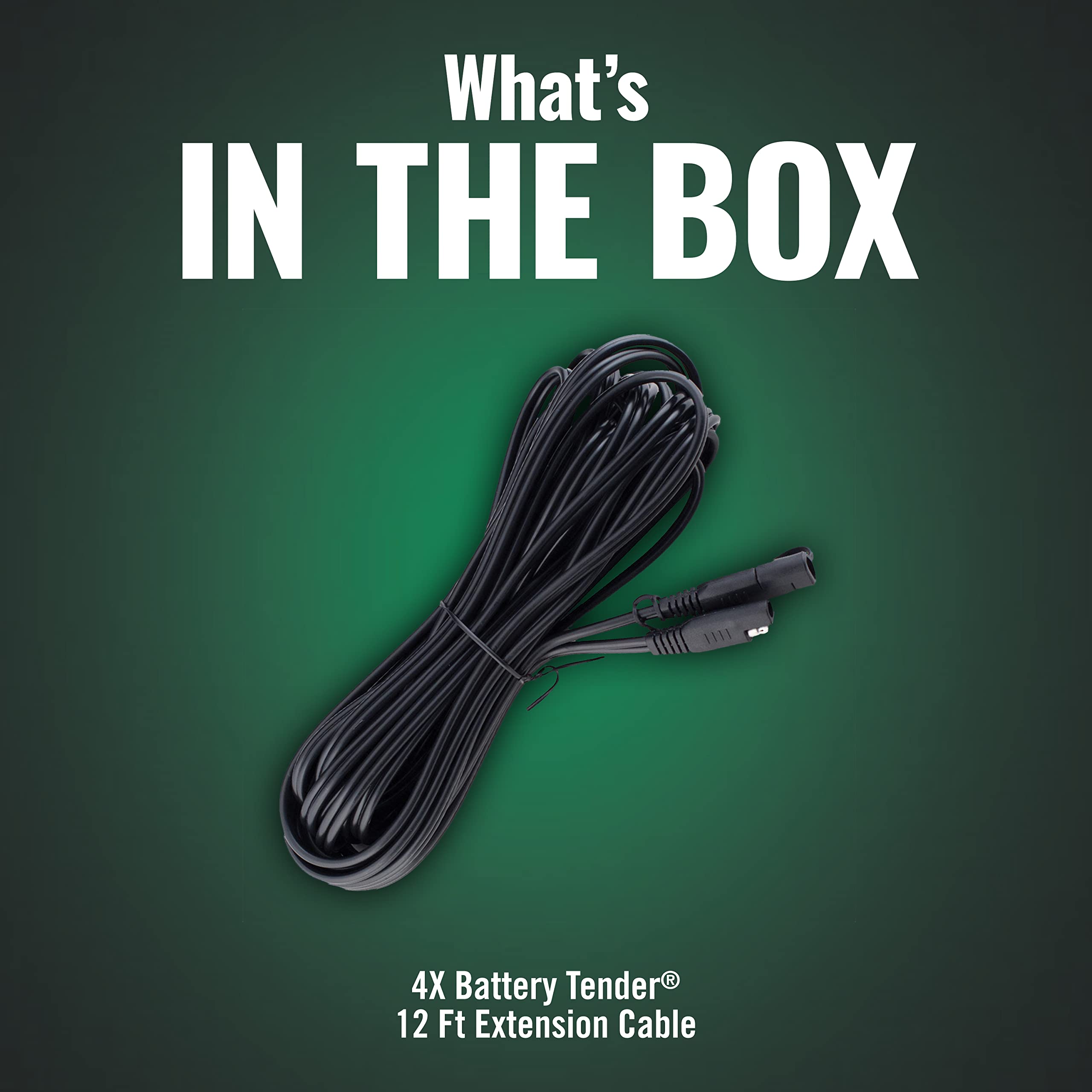 Battery Tender 12 Foot Extension SAE Cable 4 Pack - Designed for Use Chargers - Quick Connect Plugs for Easy Connection to Motorcycle, Cars, ATVs and More - 081-0148-12-BG4
