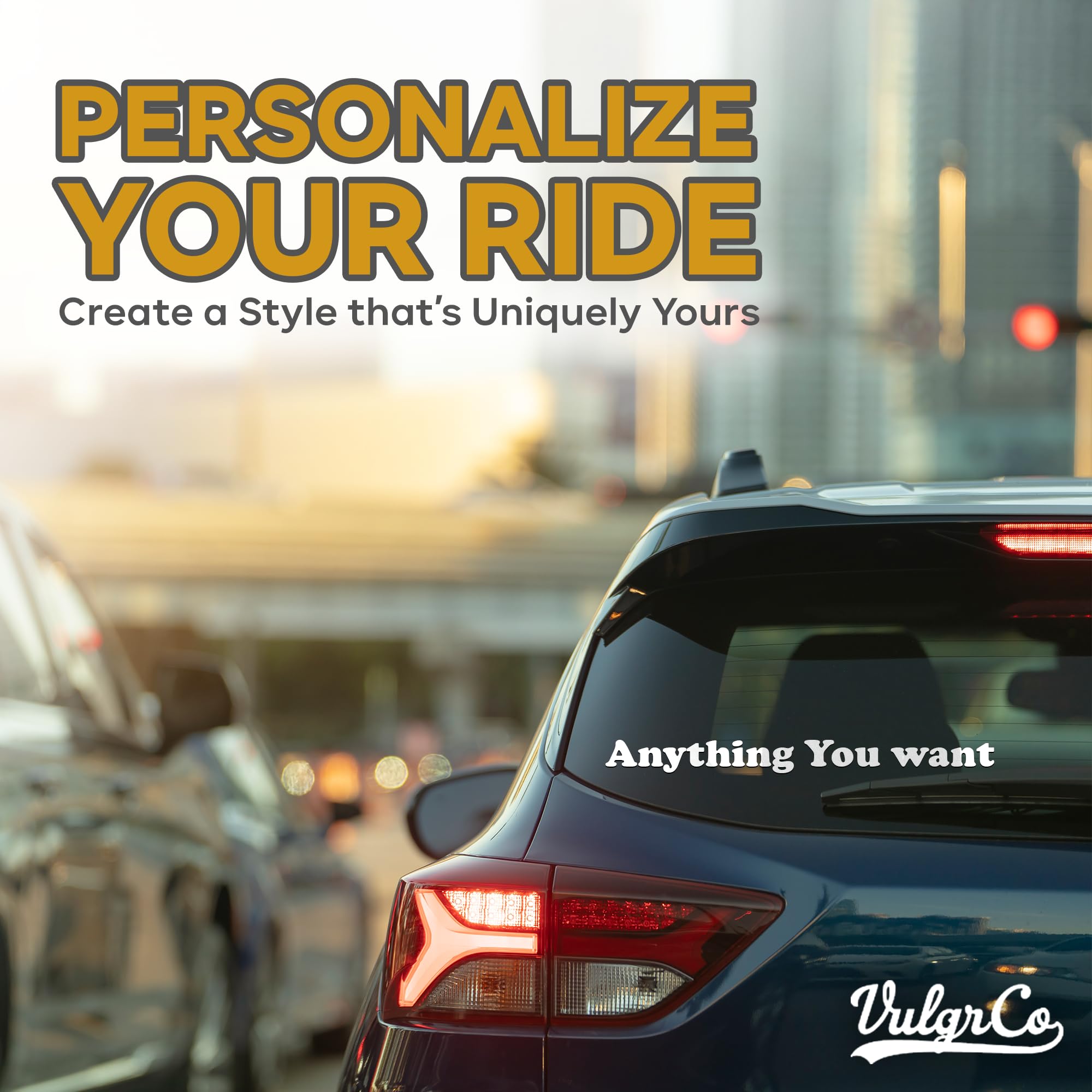 Vulgrco Custom Windshield Sticker, Create Your Own Custom Vinyl Decals For Cars, Long-Lasting Front Windshield Decals For Trucks