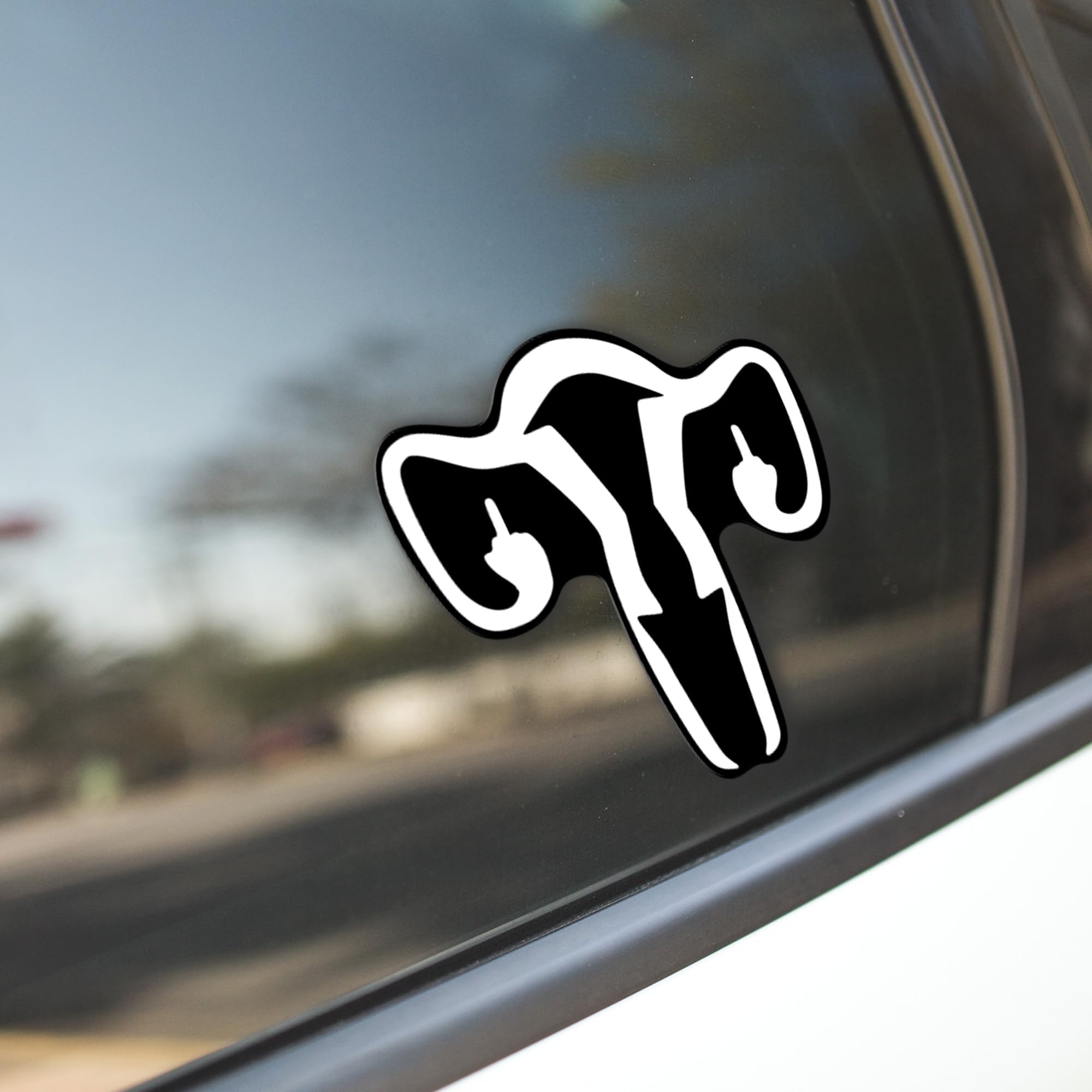 Ovary Flipping The Bird Vinyl Decal Sticker | Cars Trucks Vans SUVs Windows Walls Cups Laptops | White on Black Background | 5.5 x 5.2 Inches | KCD2180