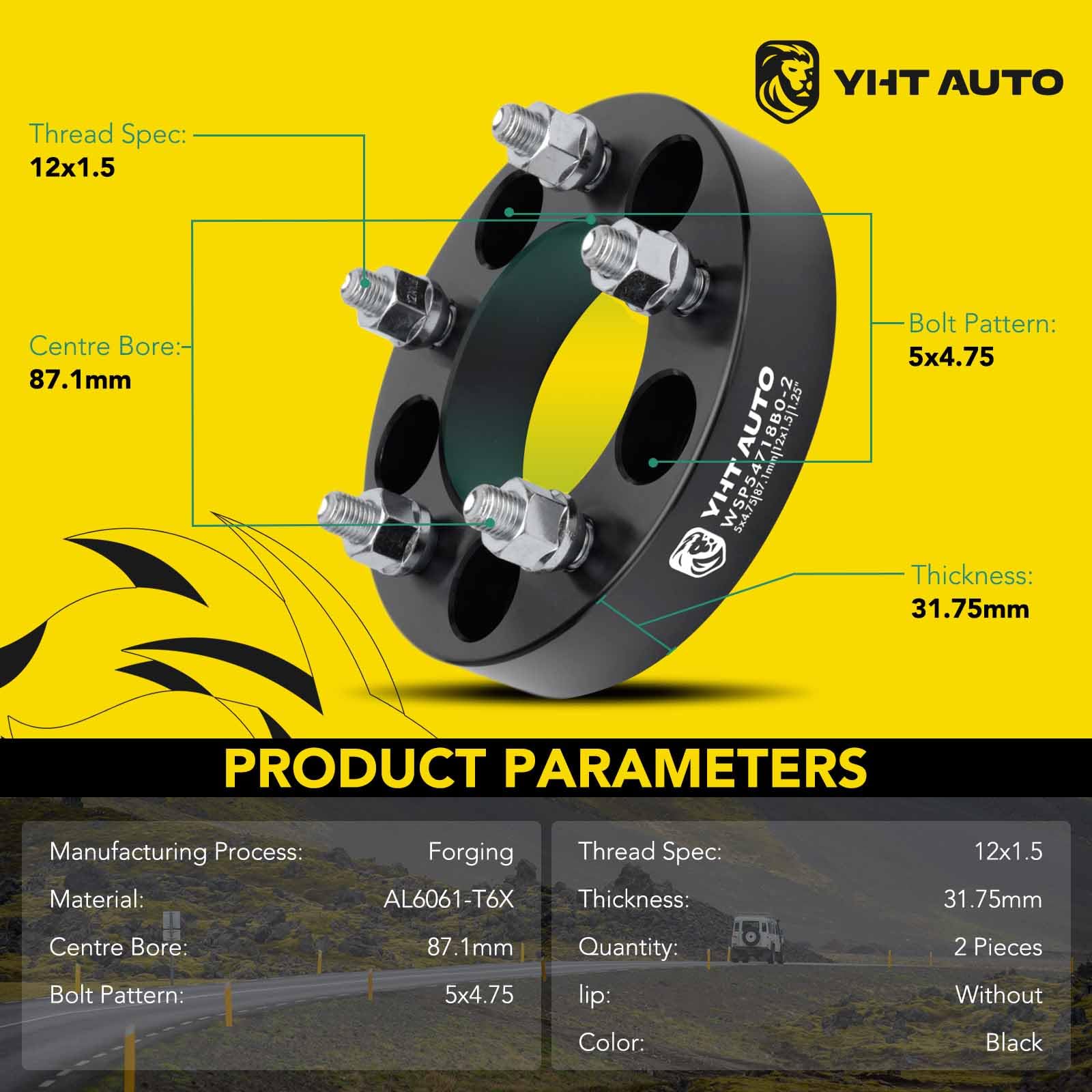 Yhtauto 5X4.75 Wheel Spacers 1.25 Inch Fits Chevrolet Camaro, Corvette, Cadillac, Gmc, Pontiac Models, Forged Tire Spacers 1.25