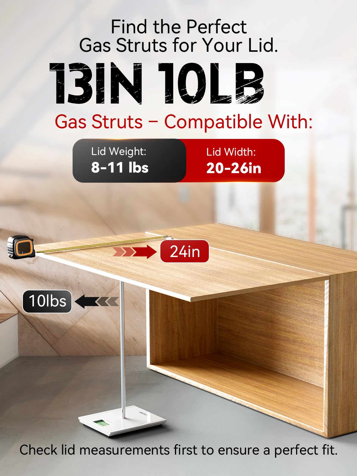 Vepagoo 13 Inch 10Lb/44N Gas Struts Shock With Mounting Brackets, Lift Supports For Toolbox Boat Hatch Cabinet Storage Box Cover