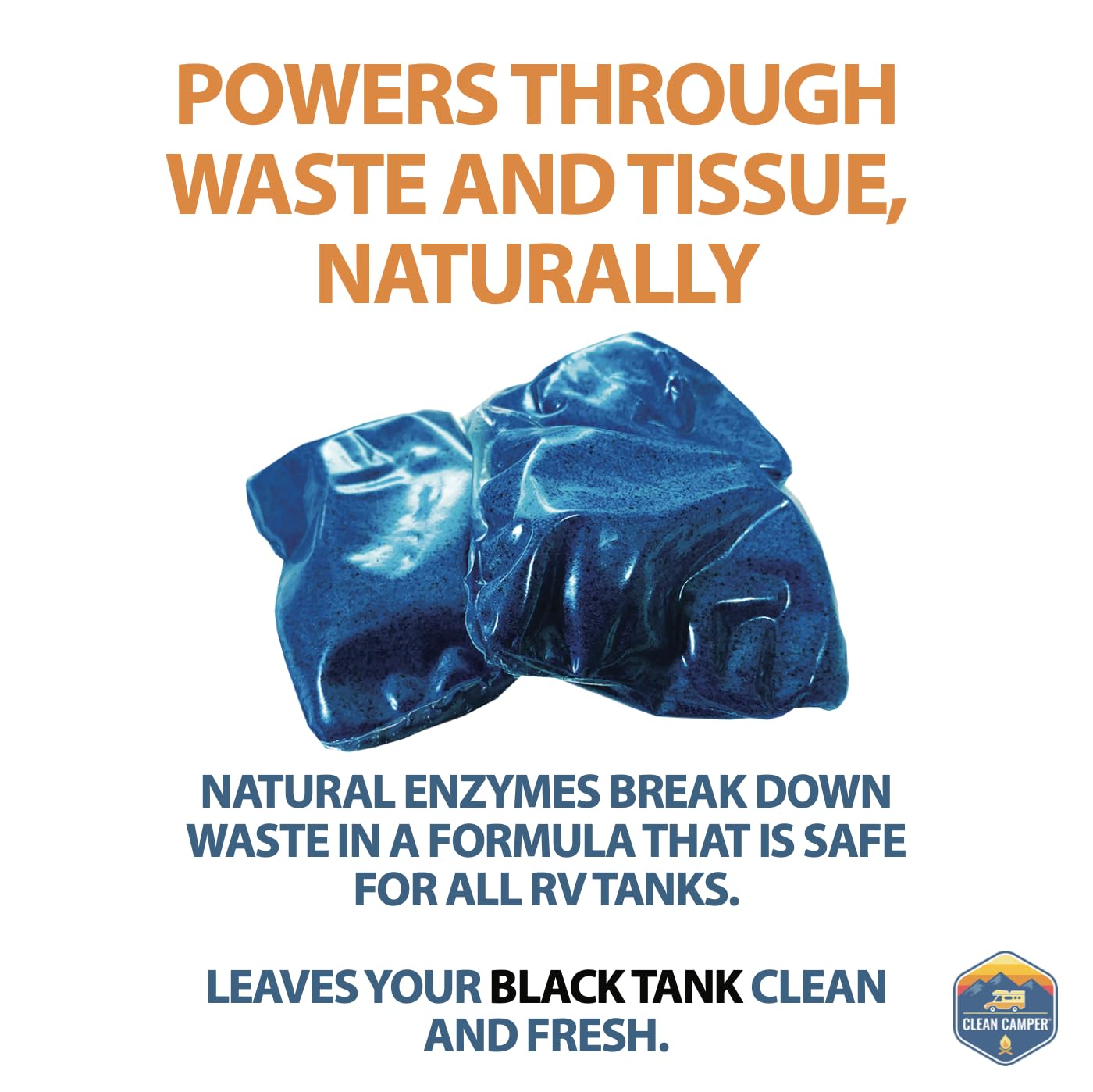 Clean Camper Extreme Strength Rv Holding Tank Pods Maximum Odor Control & Fast Waste Breakdown | Bio-Active Enzyme Formula | Sen