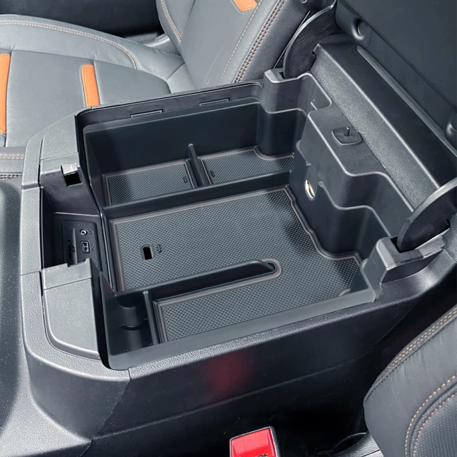 Full Size Center Console Organizer Tray Compatible with 2019-2022 Chevy Silverado/GMC Sierra 1500 and 2020-2022 2023 Silverado/Sierra 2500HD 3500HD Accessories -Full Console w/Bucket Seats ONLY, Black