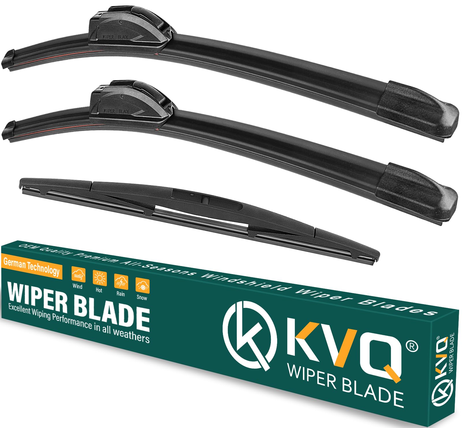 Kvq Windshield Wiper Blades Replacement For Mazda 3 2014 2015 2016 2017 2018 Original Factory Quality Front Rear Wiper Blade Set