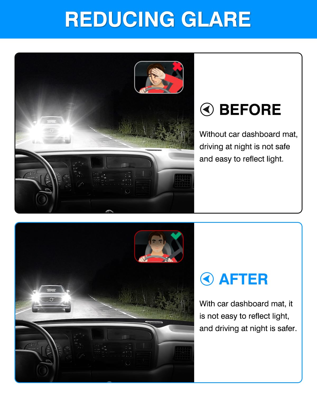 Autorder Dashboard Cover Mat For 1994-1997 Dodge Ram 1500 2500 3500 Accessories Dash Cover Flannel Dash Mat Sunshade Glare Uv Ra