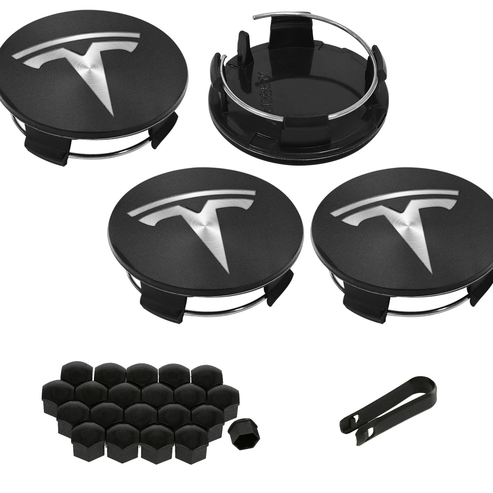 Knomix 4 Pack Exterior Decoration Wheel Center Cover for Tesla Model 3 Model Y,56mm Hubcaps Wheel Rim Cover Tesla Center Caps Hu