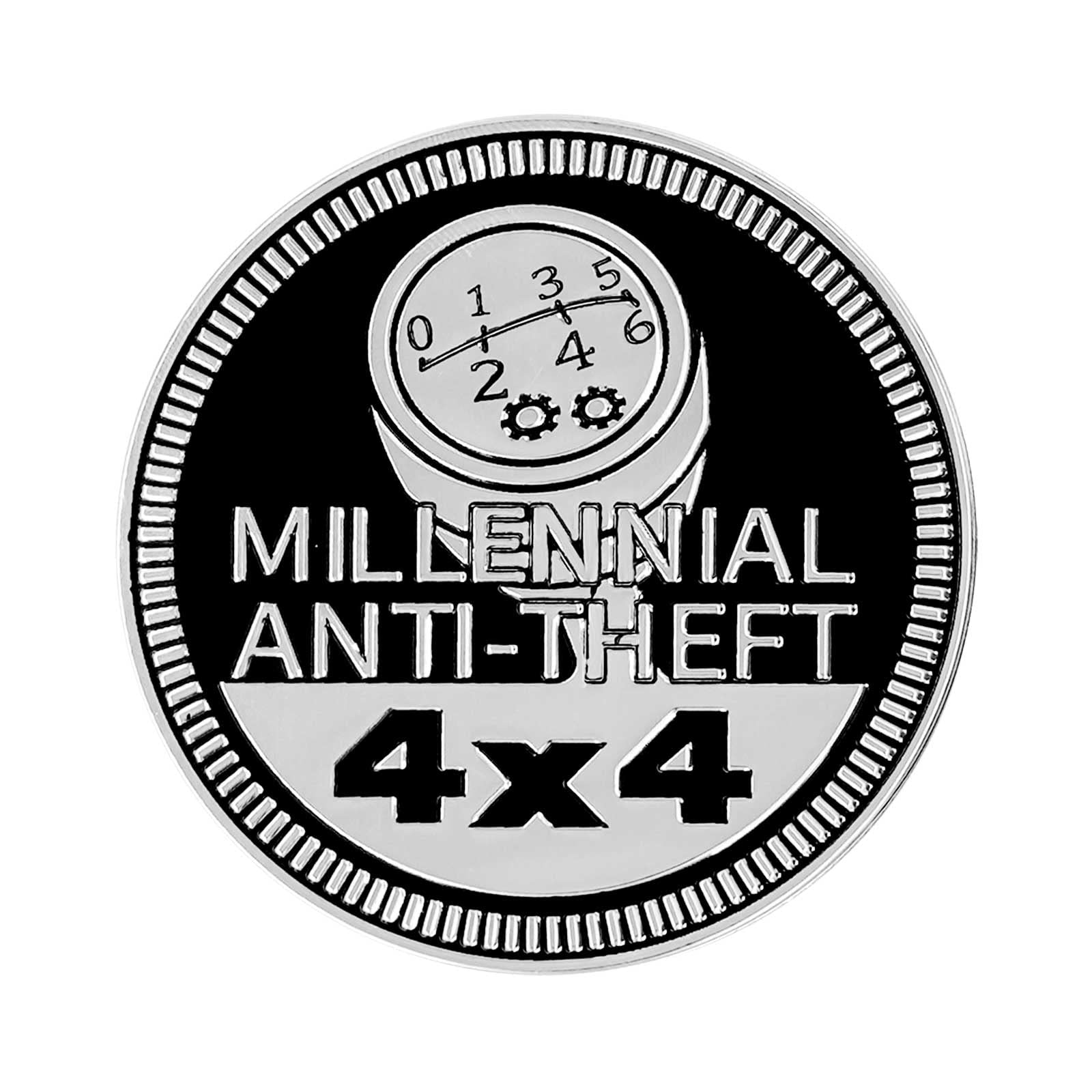 Anti-Theft Badge Rated Car Emblem, 4 X 4 Automotive Car Badge Decals Stickers 3D Metal Car Badges Round Emblem Decals Compatible With Jeep Wrangler Vehicles Trucks Suv + Mask Hook