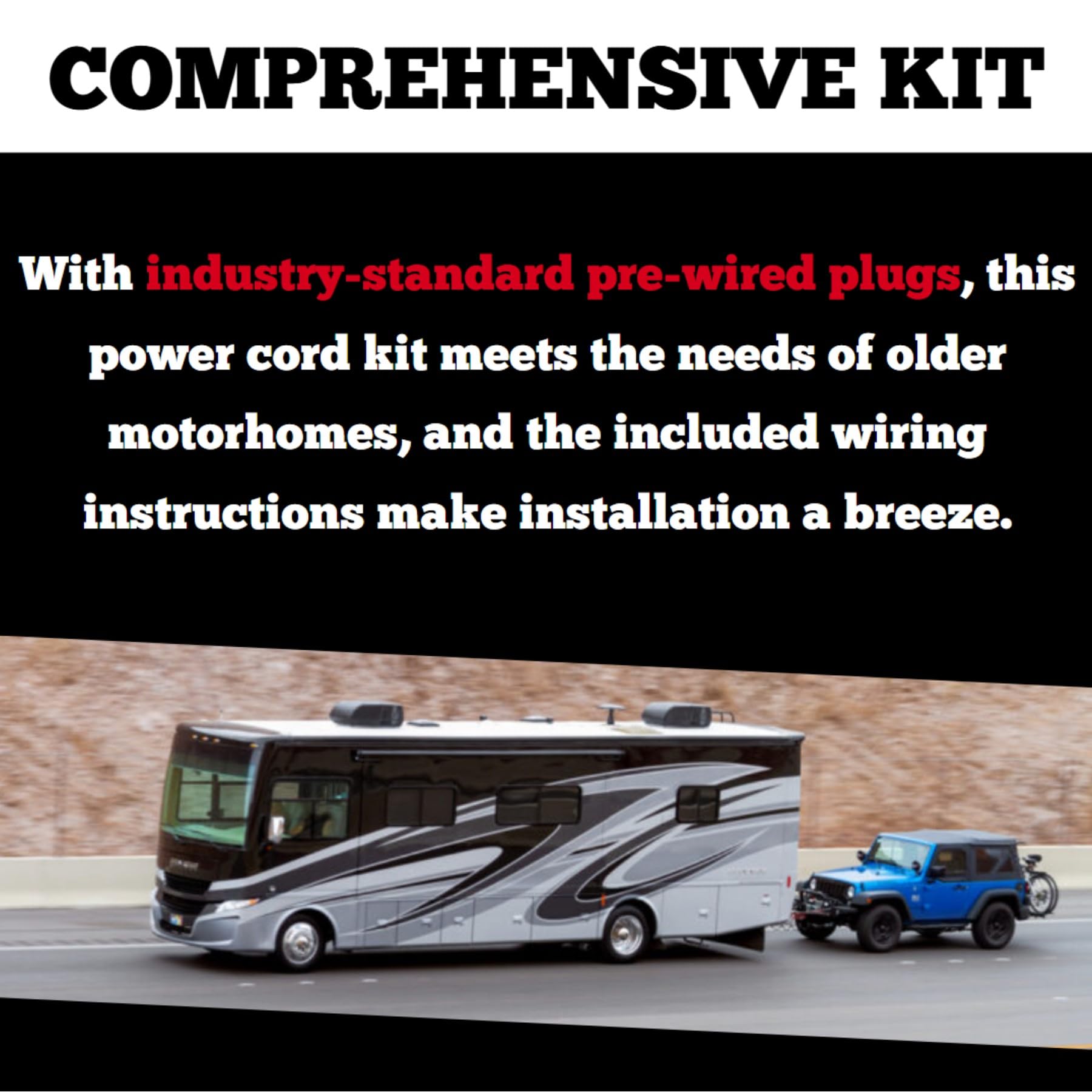 Roadmaster 164-7 Flexo-Coil 7-Wire To 4-Wire Adaptive Power Cord With Plugs, Sockets, & Socket Bracket Included | Designed For Motorhomes With 4-Way Sockets | Water, Oil, & Chemical Resistant