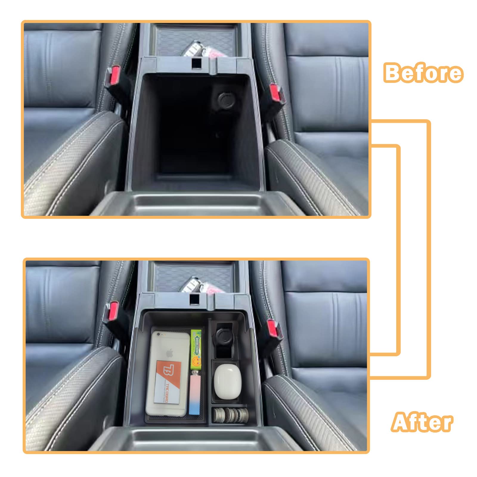 Tacorbo Center Console Organizer Compatible With Nissan Frontier 2022-2023 2024 2025 Accessories, Pickup Truck Armrest Secondary Storage Box Abs Insert Glove Box Tray, Black Trim