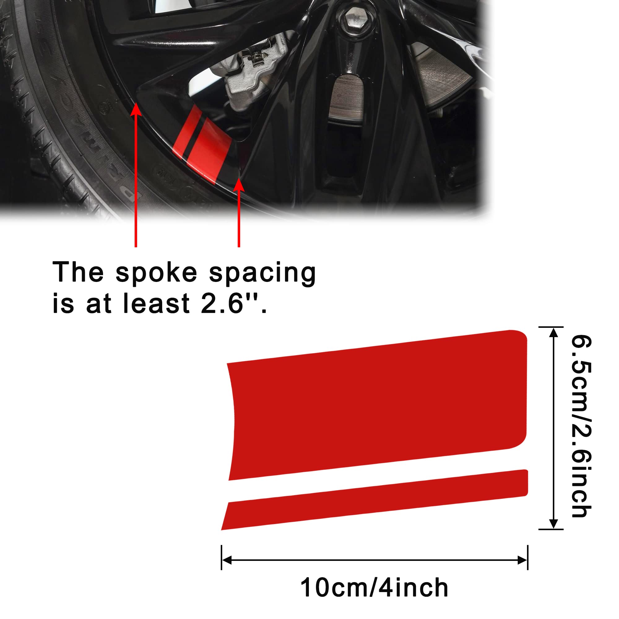 TOMALL 6pcs Wheel Rim Stripe Reflective Stickers for Car Vinyl Reflective Safety Decoration Stripe Universal Rim Decals for Bumper Fender Accessories (Red)