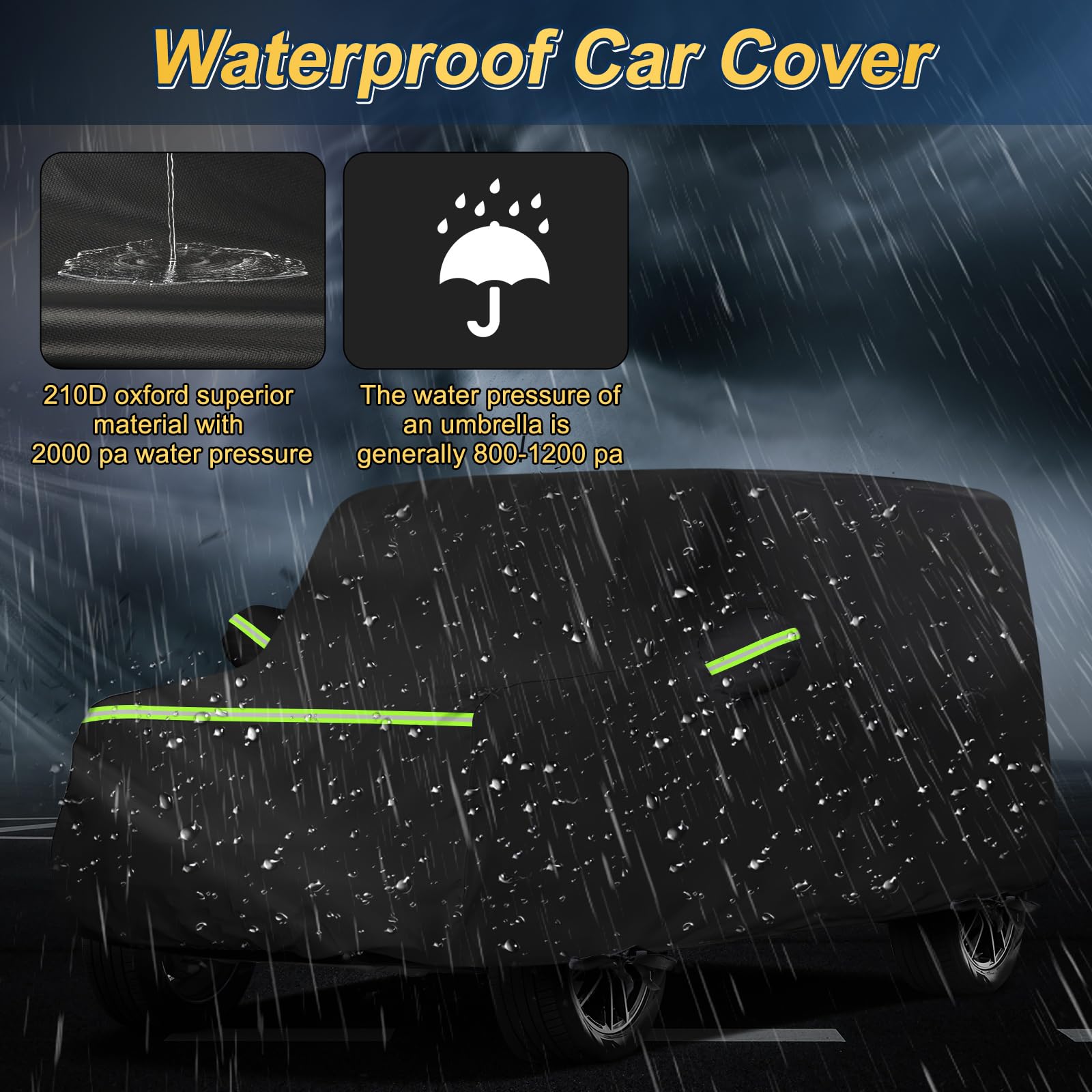 QUNSUNUS 6 Layer Waterproof Car Cover for Bronco 2 Door 2021 2022 2023, Outdoor Car Cover with Zipper, Full Exterior Car Covers