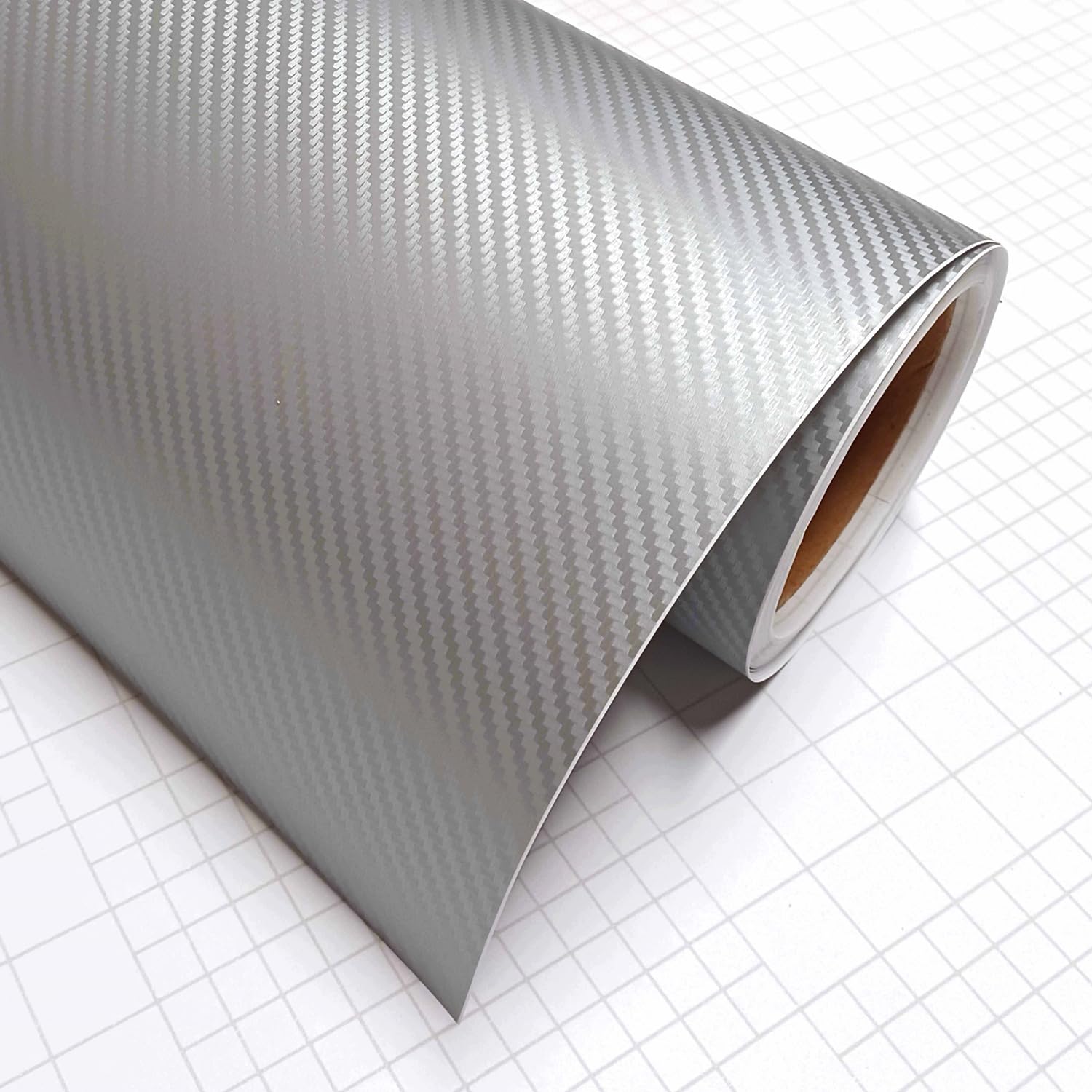 Diyah 3D Silver Carbon Fiber Film Twill Weave Vinyl Sheet Roll Wrap Diy Decals 12'' X 60'' (1Ft X 5Ft)