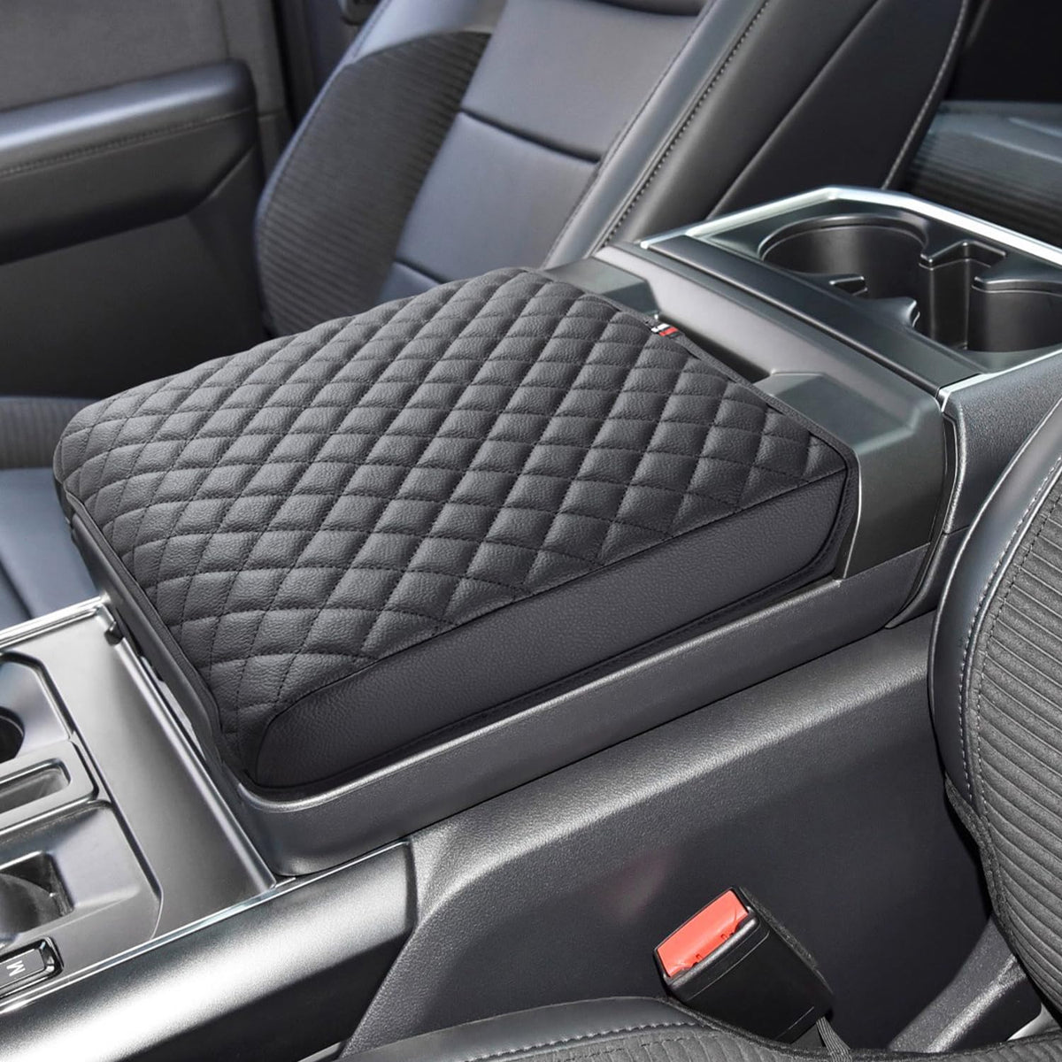 Pimcar Ford F150 Center Console Cover, 2021-2025 Ford F150, 2022-2025 F150 Lightning Work Surface Console Armrest Cushion Leathe
