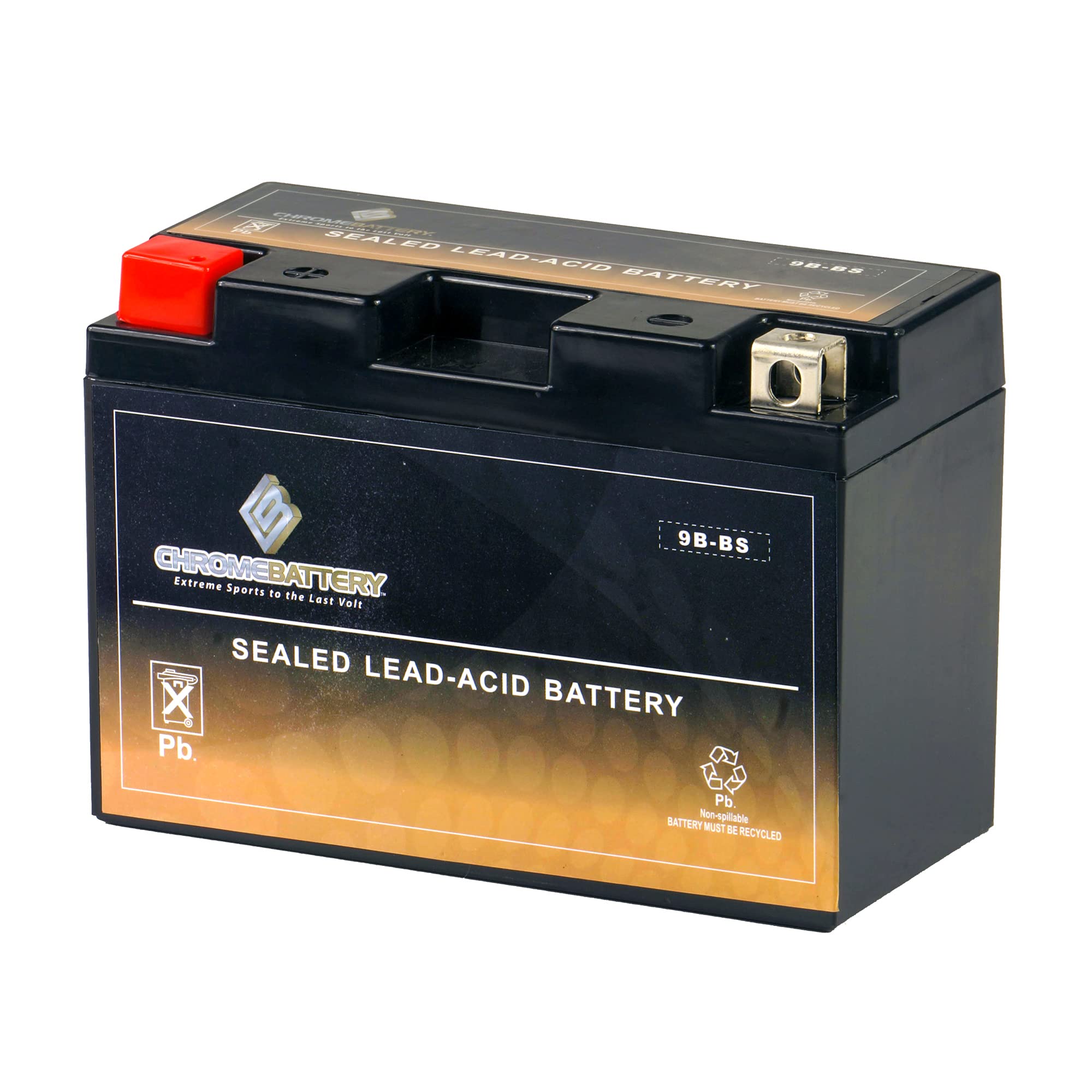 Cb Chromebattery Ytx9B-Bs Maintenance-Free, 115Cca, 12V 9Ah Battery Replacement For Atv, Motorcycle, Jet Skis, Scooter, Utv, And