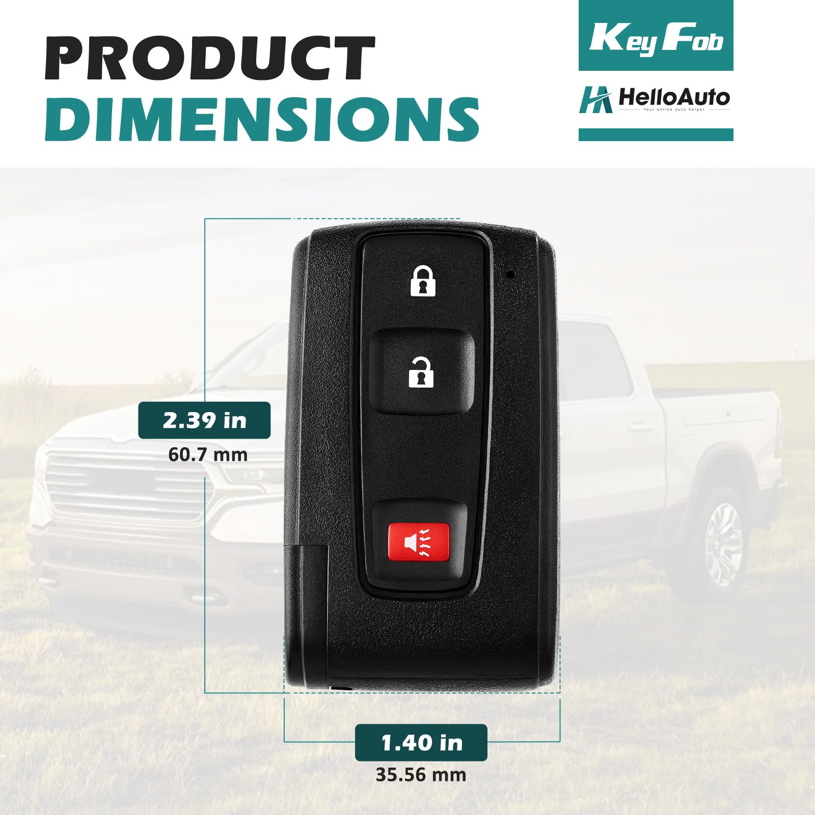 Helloauto Key Fob For Toyota Prius 2004 2005 2006 2007 2008 2009 Replacement Keyless Entry Remote Smart Key Fob For Silver Logo,