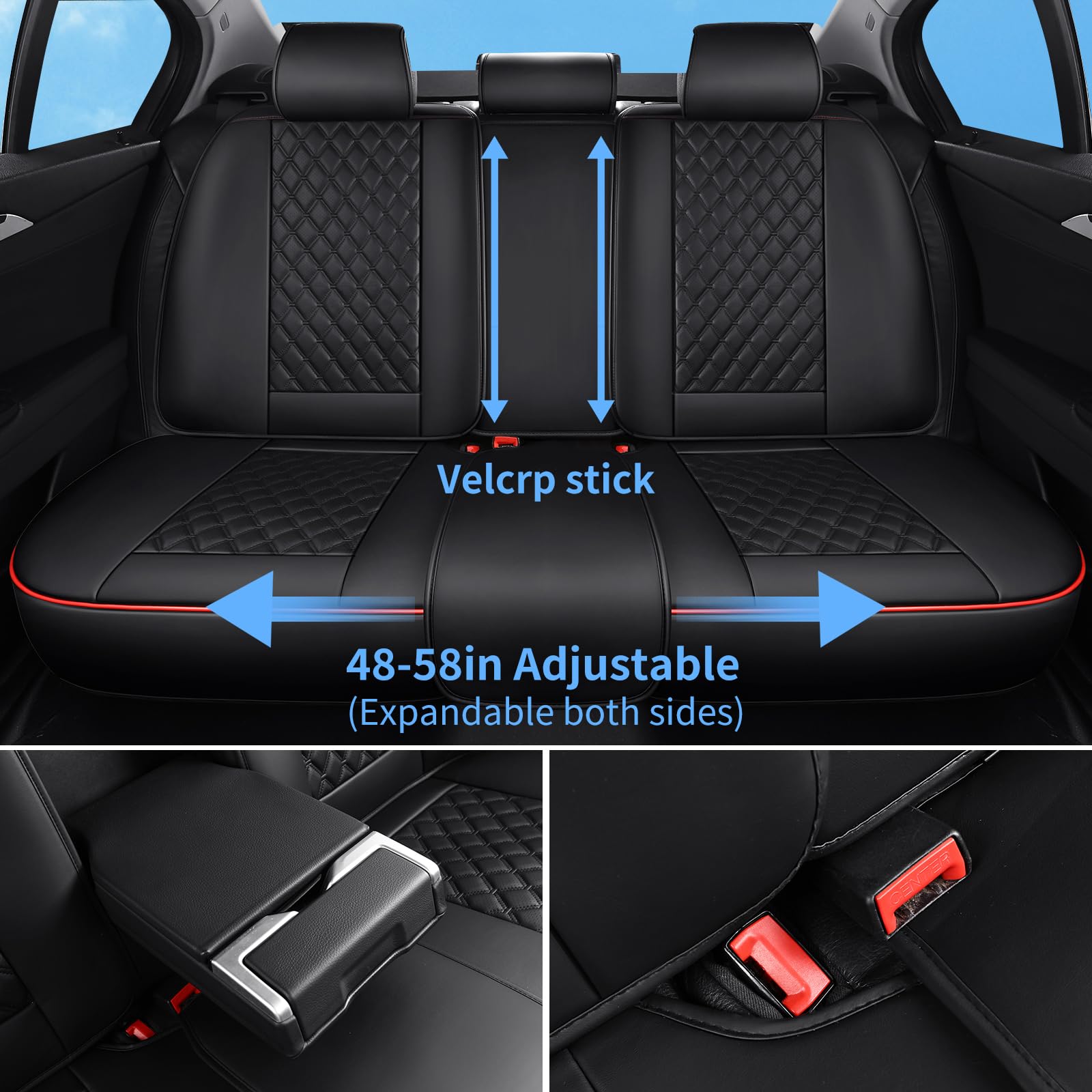 Sxikin Car Seat Covers Full Set, Luxury Faux Leather Car Seat Covers Waterproof Non-Slip Seat Protector Universal Fit For Most C