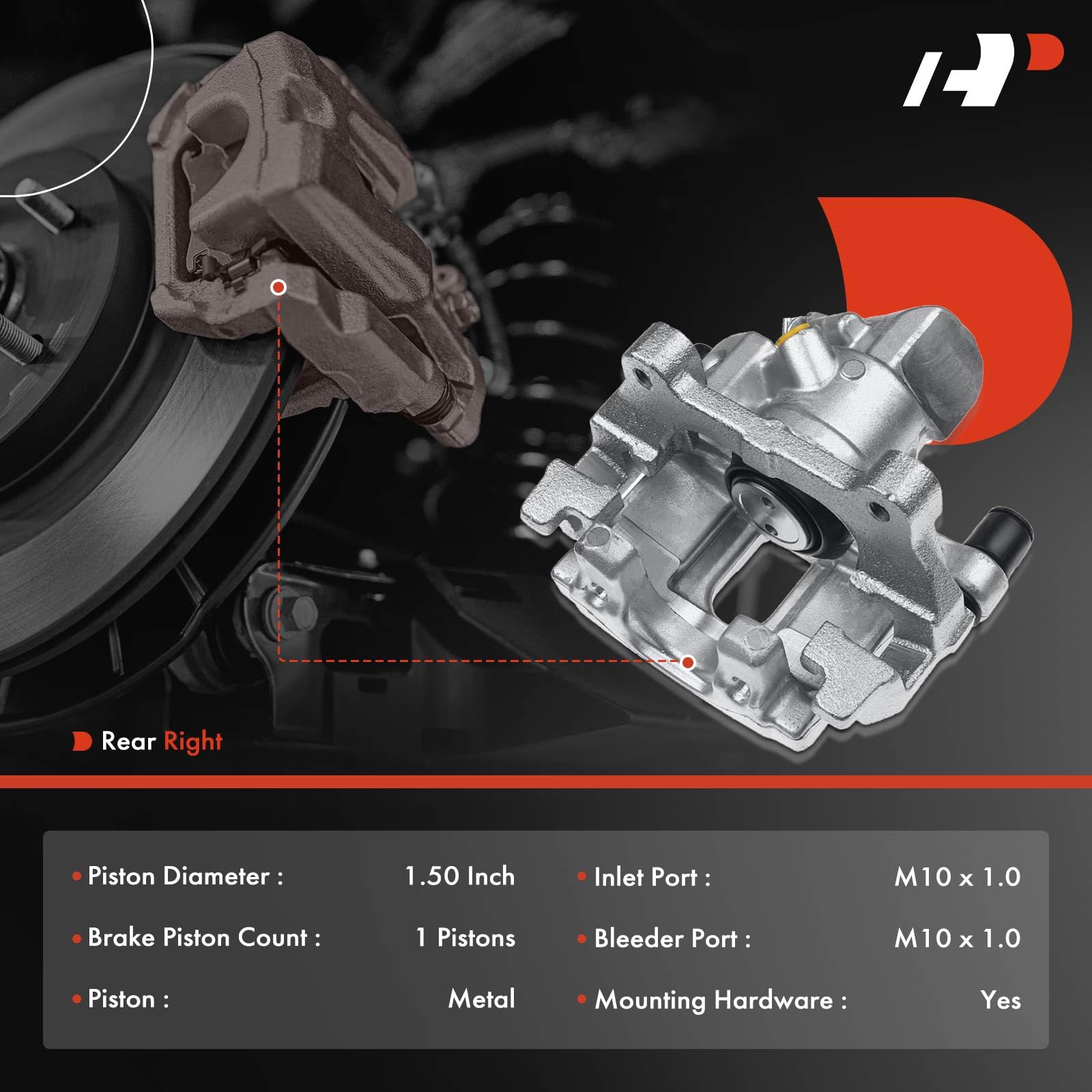 A-Premium Disc Brake Caliper Assembly With Bracket Compatible With Select Mazda Models - 5 2006-2010/2012-2015, L4 2.3L, L4 2.5L - Rear Right Passenger Side
