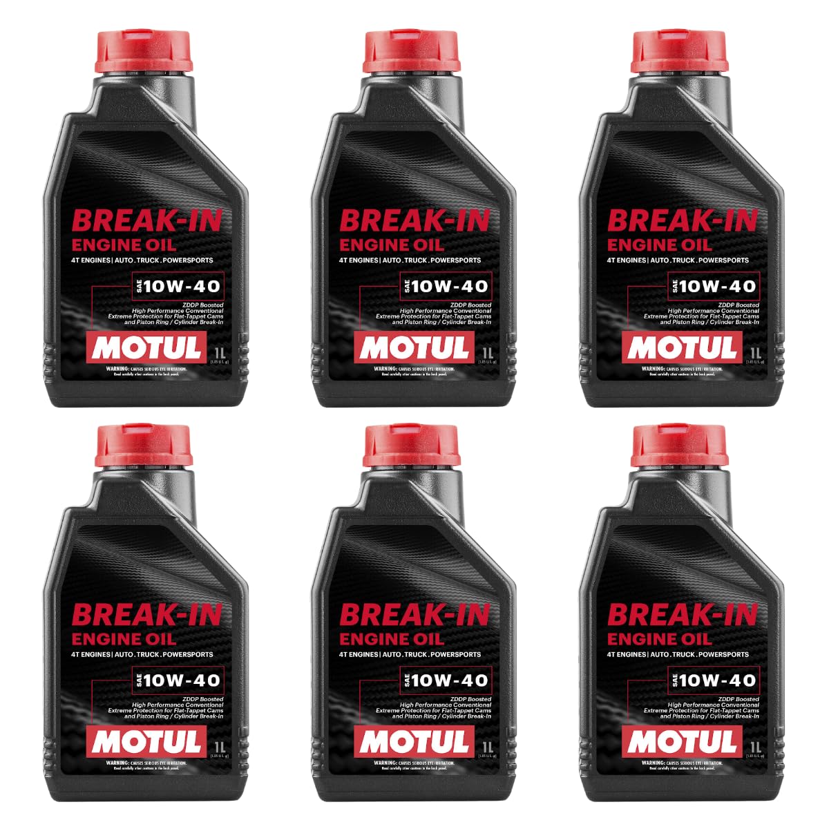 Motul 108080 Break-in Engine Oil 4T Engines Auto Truck Powersports SAE10W-40 Mineral Oil 1-Quart (Pack of 6)