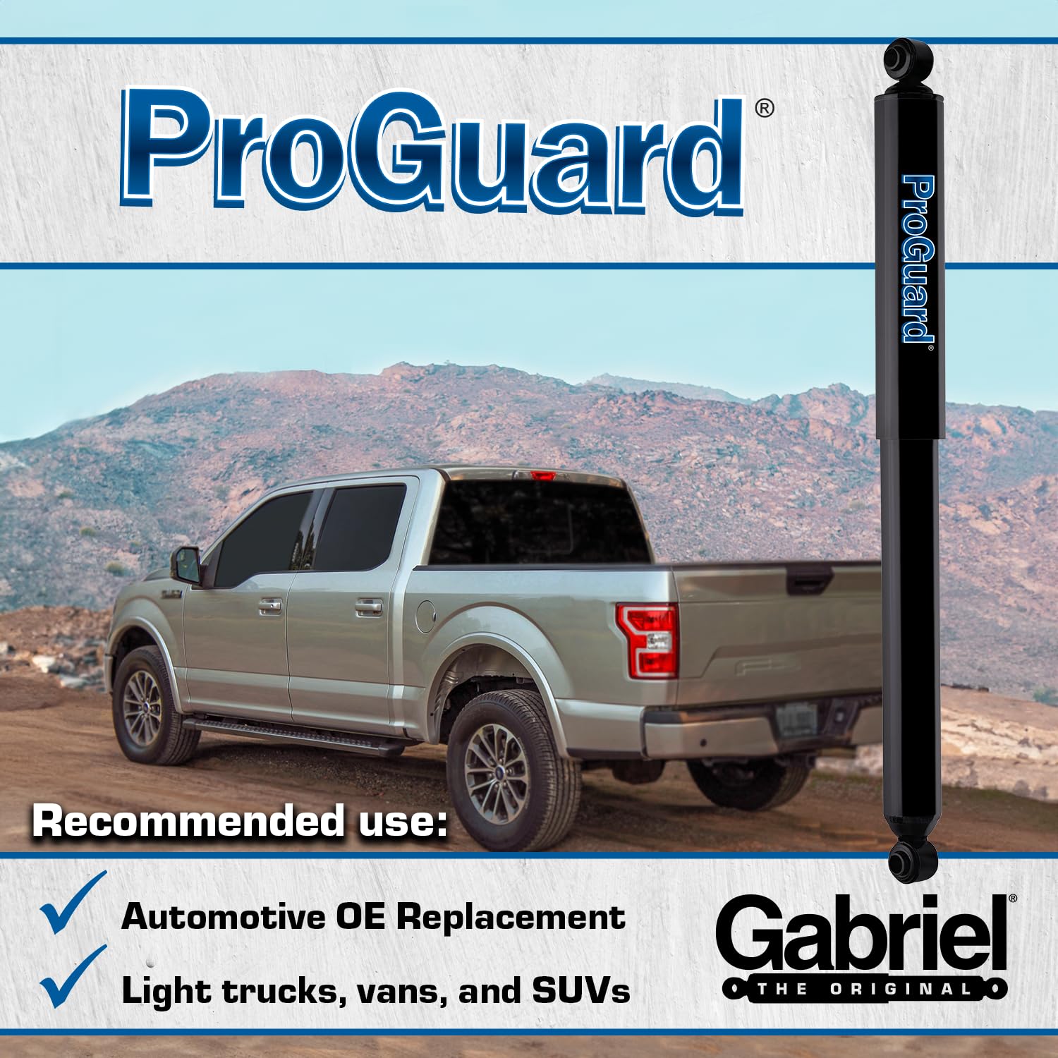 Gabriel 61536 Proguard Rear Shock Absorbers For 84-01 Jeep Cherokee, 84-90 Jeep Wagoneer (1 Pack)