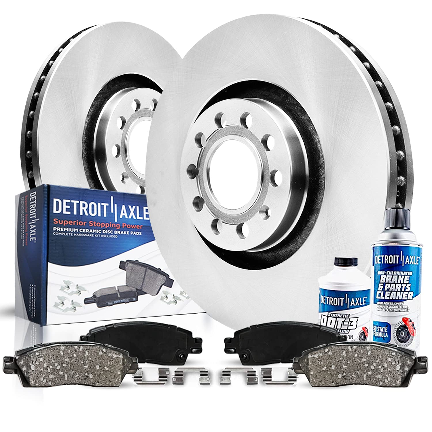 Detroit Axle - 312mm Front Disc Brake Rotors Ceramic Pads w/Hardware Compatible for 2017-2019 Golf Alltrack/Compatible for 2015-