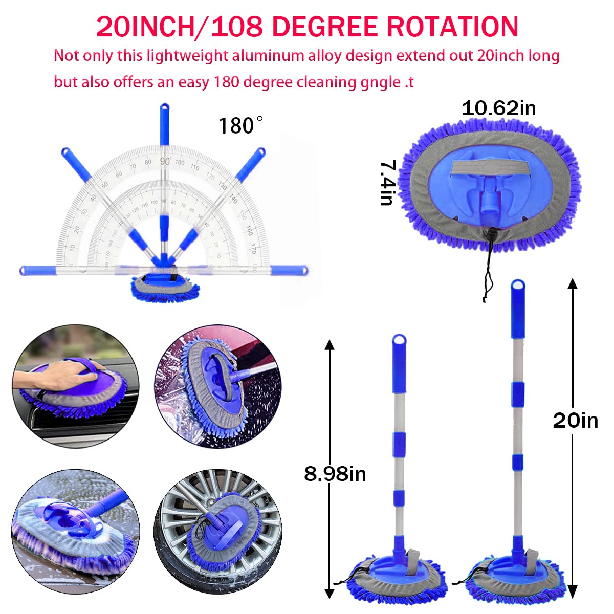 Lianxin Car Wash Kit - Car Cleaning Kit Car Wash Cleaning Tools Kit With Car Wash Brush With Long Handle,Car Wash Mop,Microfiber