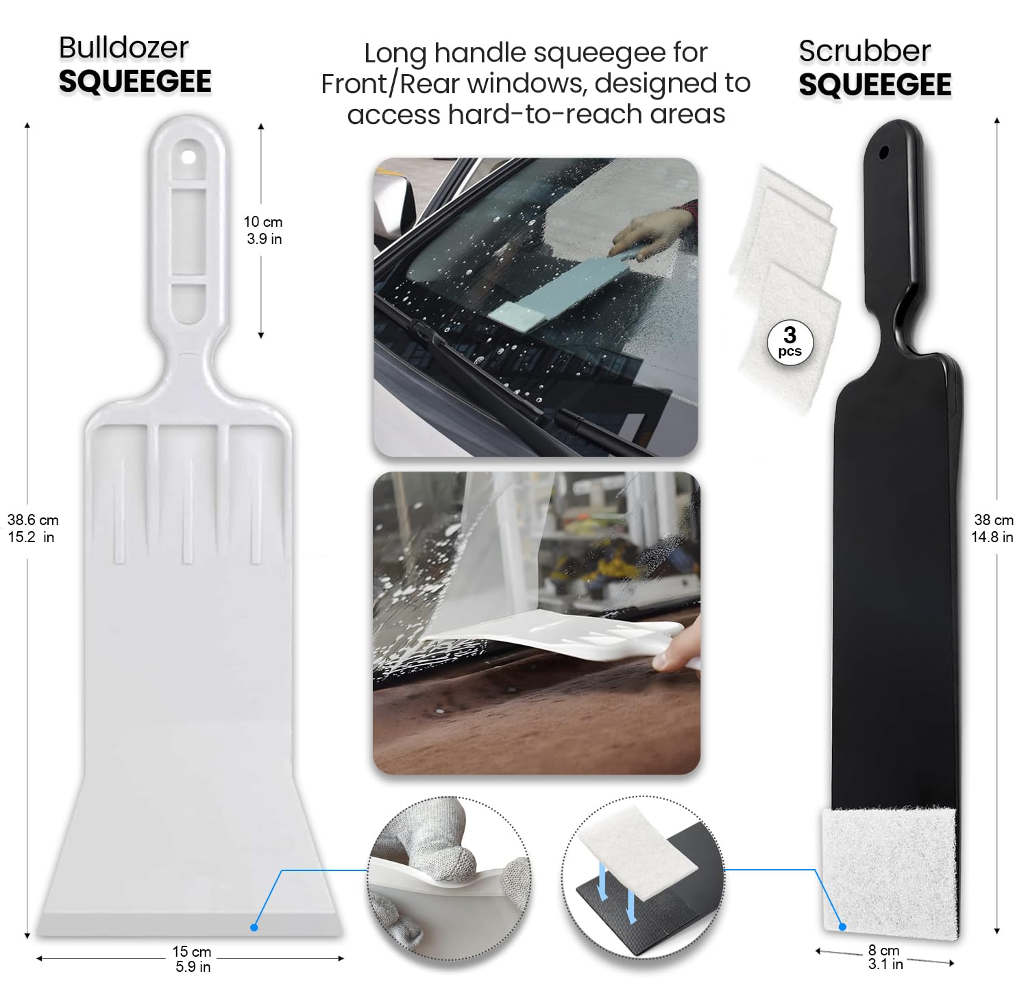 Window Tint Tools kit Vinyl Wrap Tool for Car Tinting Windshield Back Window Squeegee Bulldozer Squeegee Scrubber Paddle Rubber