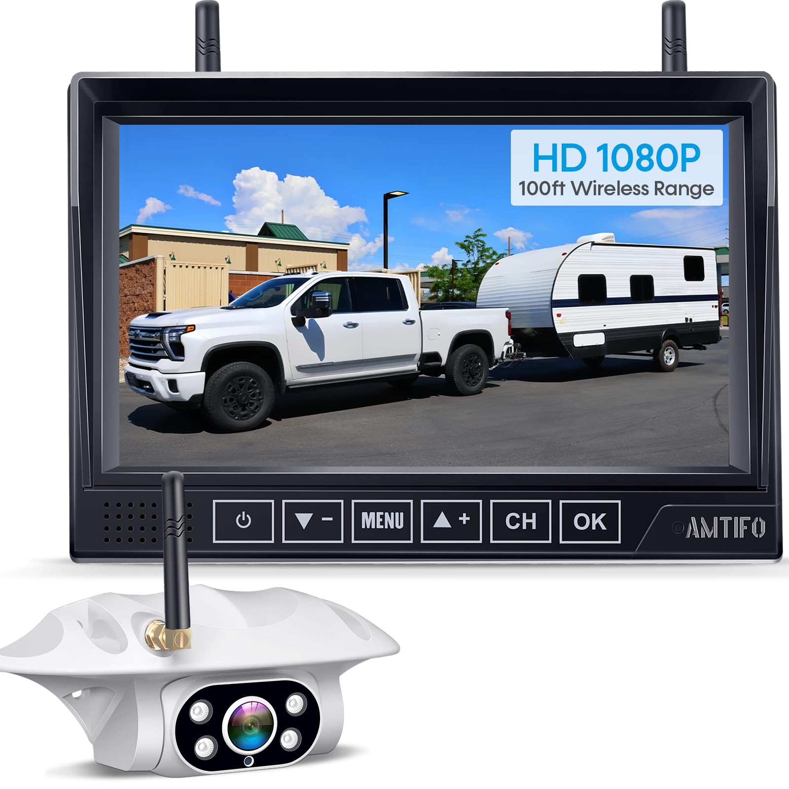 Wireless Backup Camera For Rvs, Trucks & Trailers - 1080P Hd, 100Ft Wireless Range, Night Vision, Diy Installation, Waterproof, 