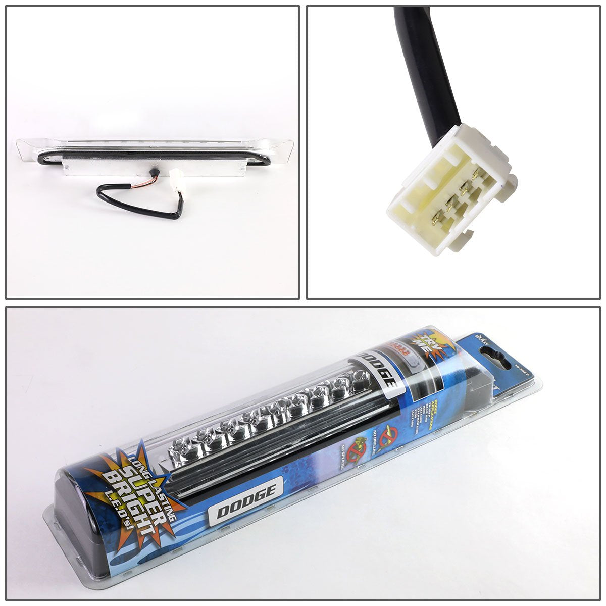 Auto Dynasty Compatible With Dodge Ram Abs Plastic Two Dual Row Led Third 3Rd Brake Light Clear Lens - 3Rd Gen Dr/Dh / D1 /Dc/Dm