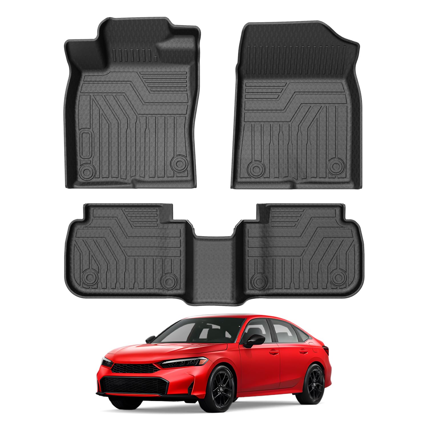 Mixsuper Floor Mats for 2022-2025 Honda Civic/ 2023-2025 Acura Integra, Not for 2nd Row with USB Ports, All Weather Floor Liners